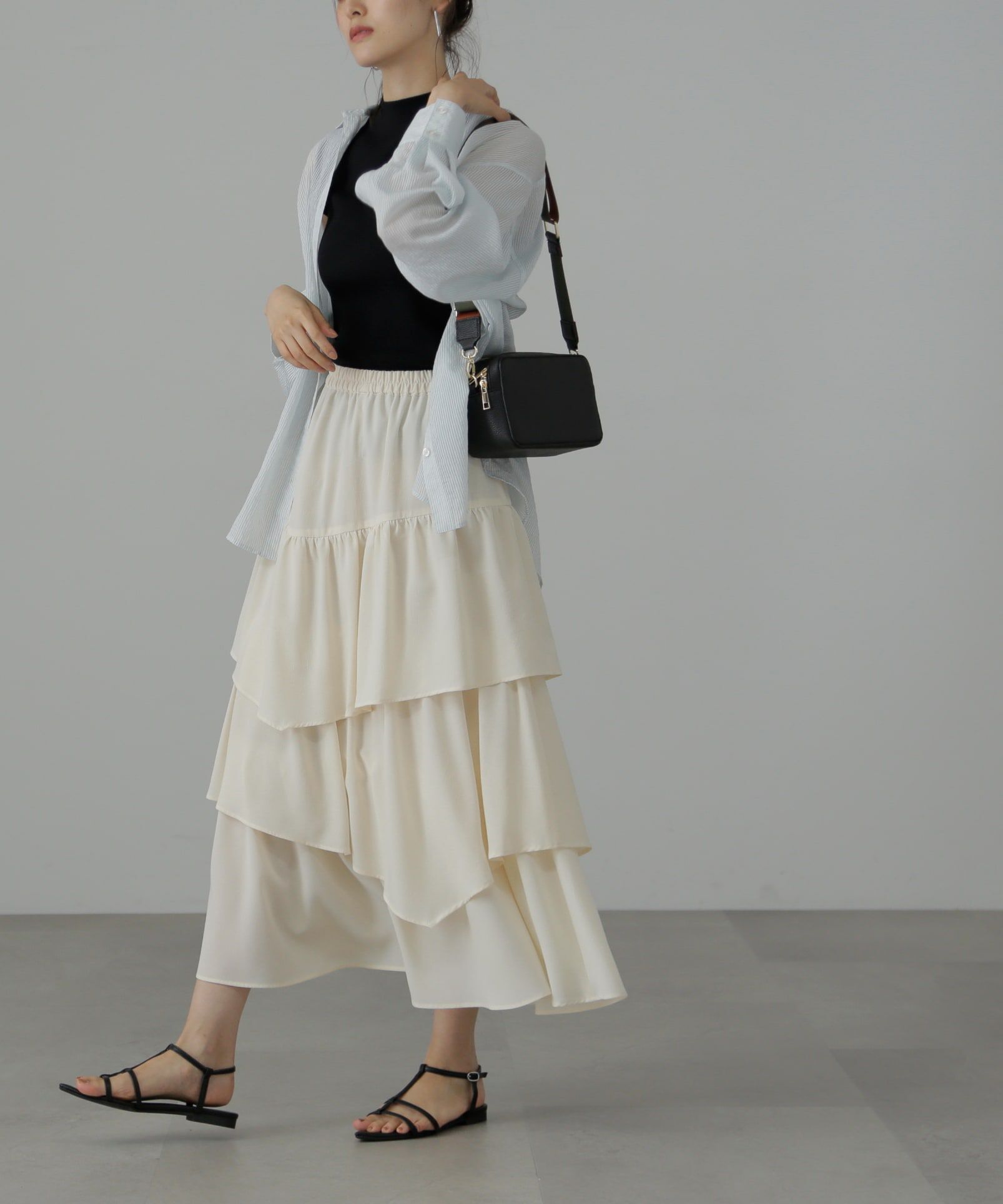  「[低身長サイズ/Sシリーズ]ランダムティアードスカート」|スカート|オフホワイト