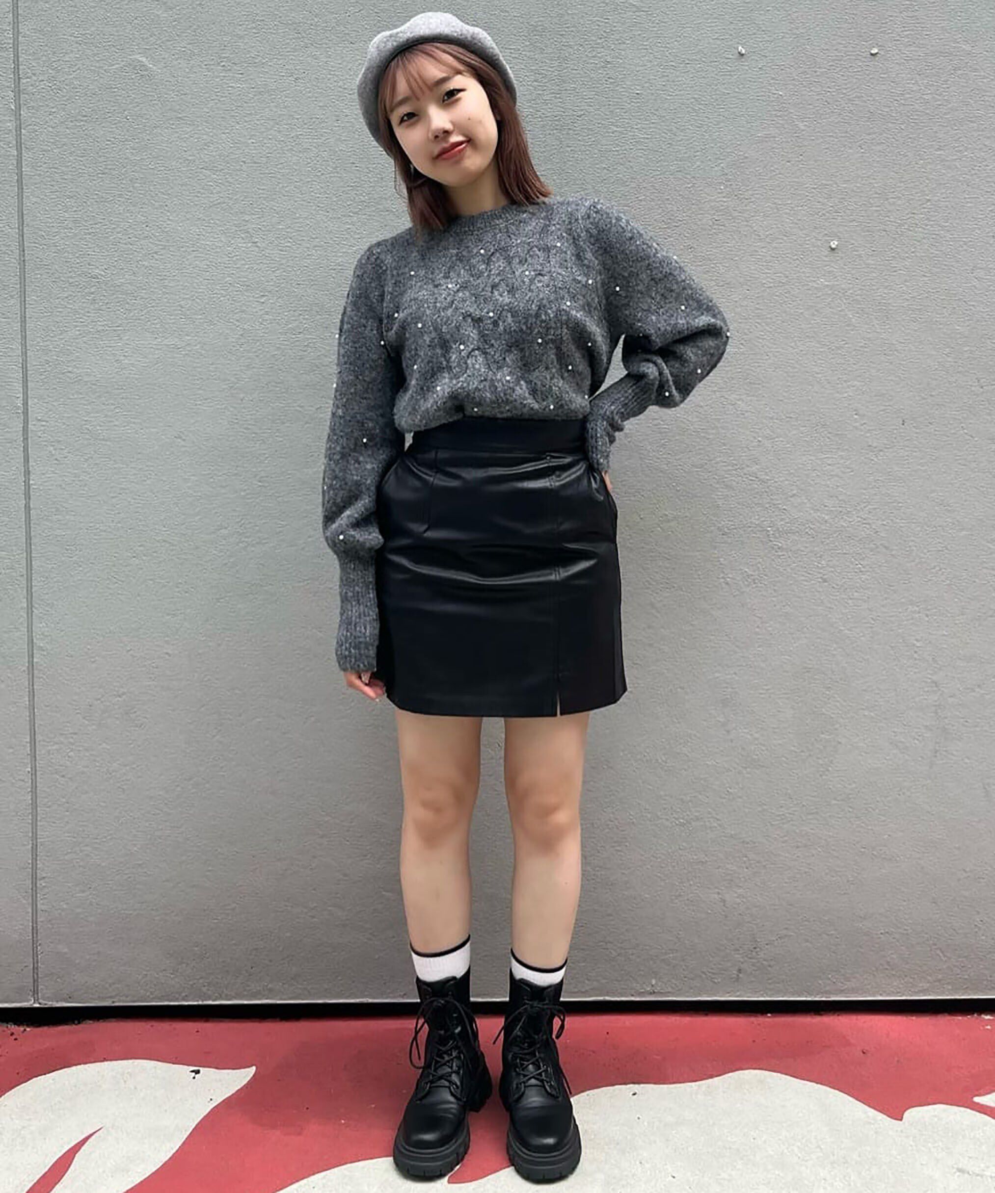  「フェイクレザーミニスカート」|スカート|