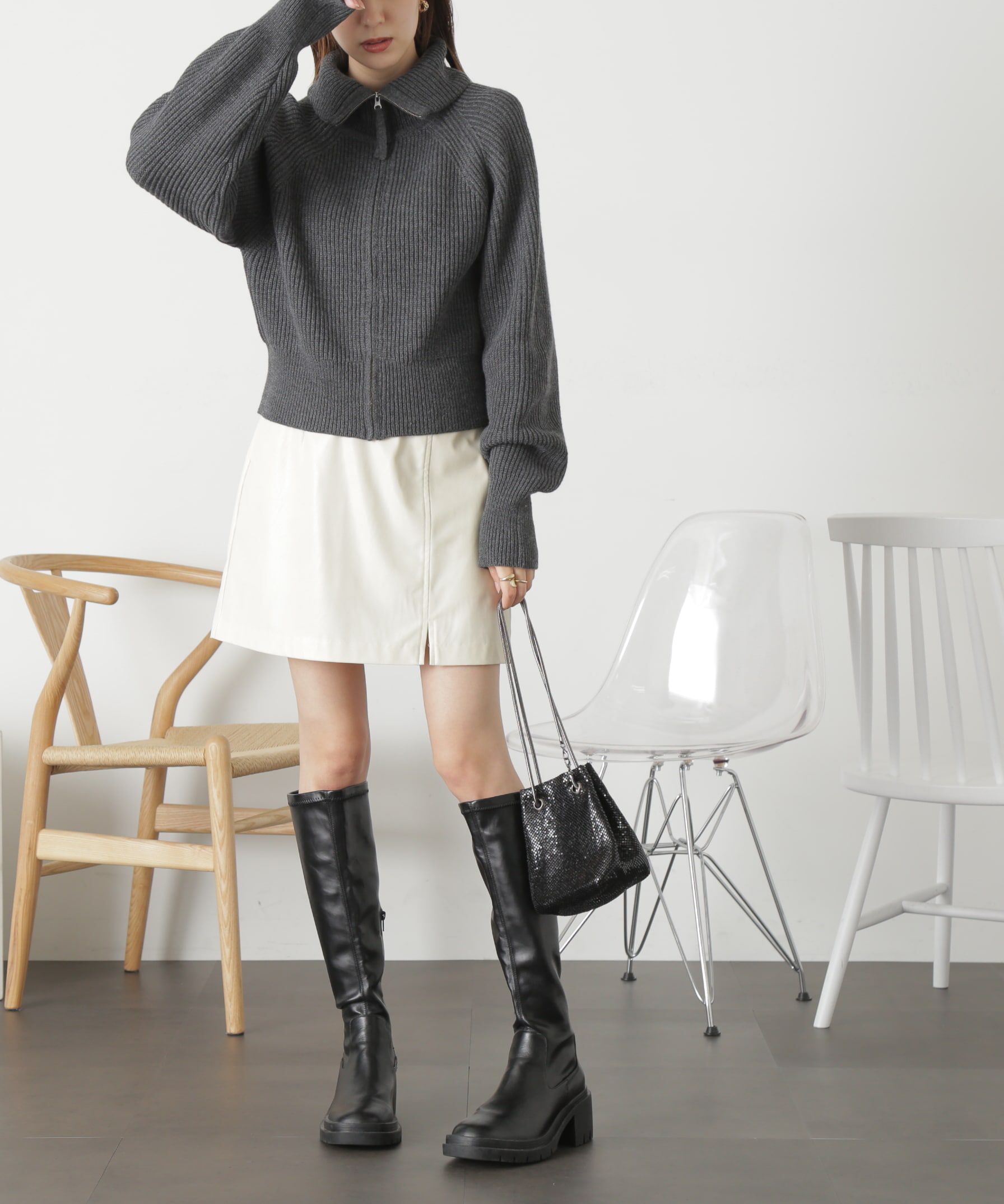  「フェイクレザーミニスカート」|スカート|