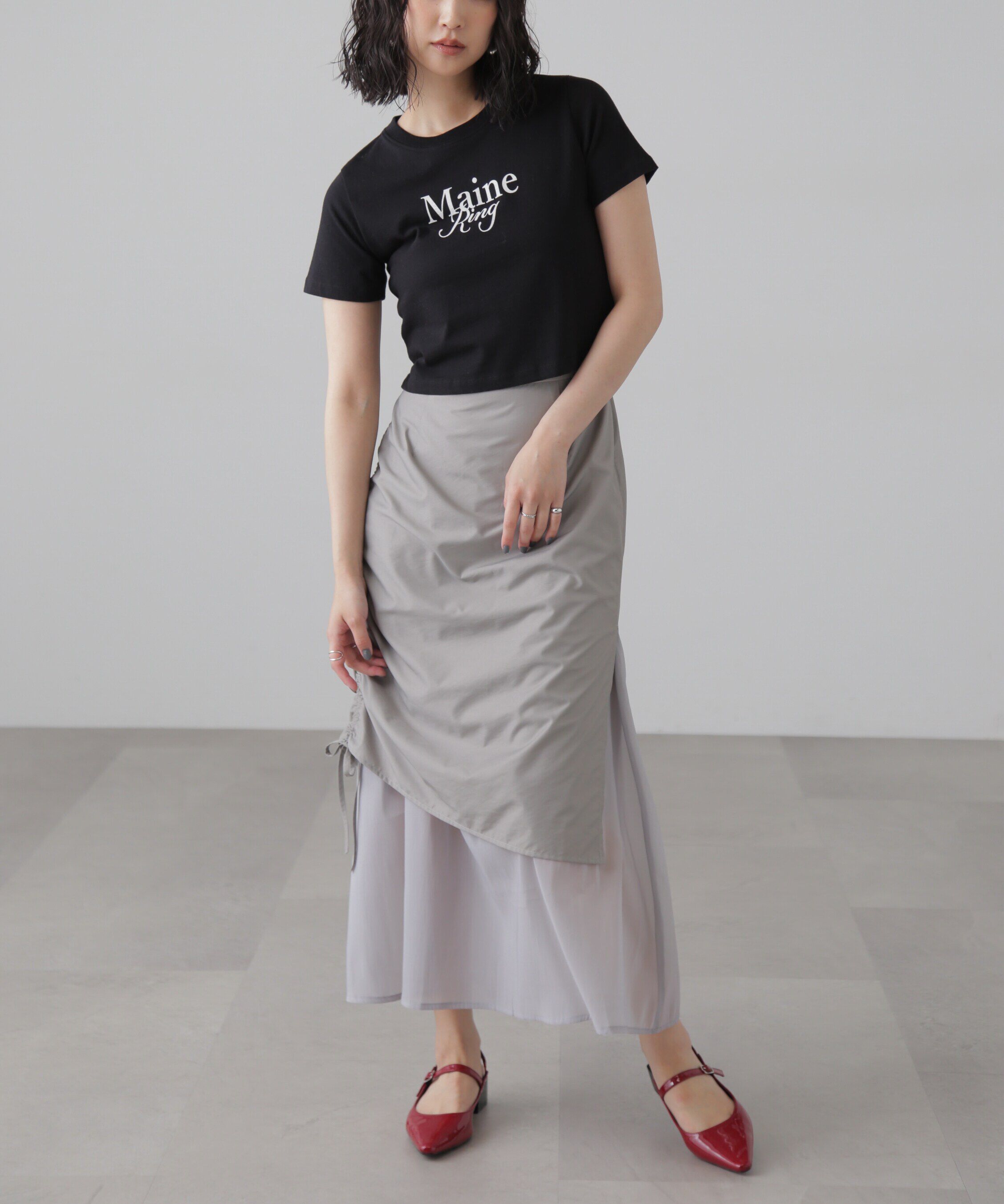  「ショート丈ロゴTシャツ」|Tシャツ・カットソー|