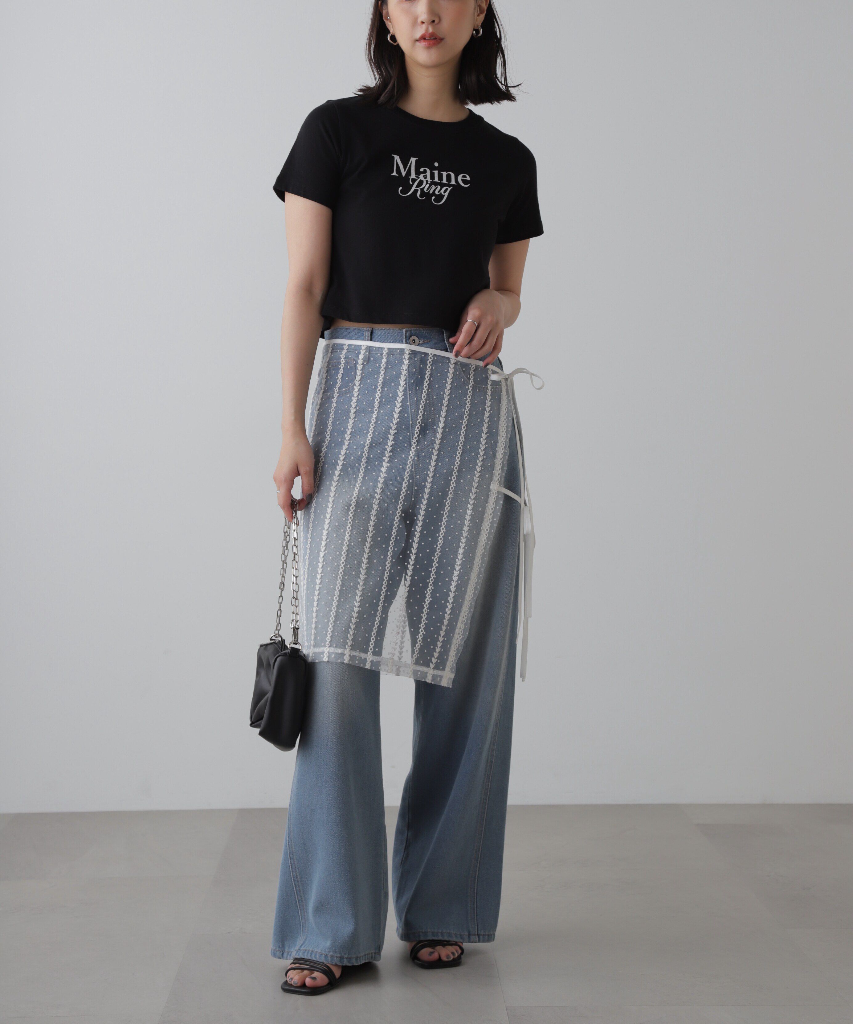  「ショート丈ロゴTシャツ」|Tシャツ・カットソー|