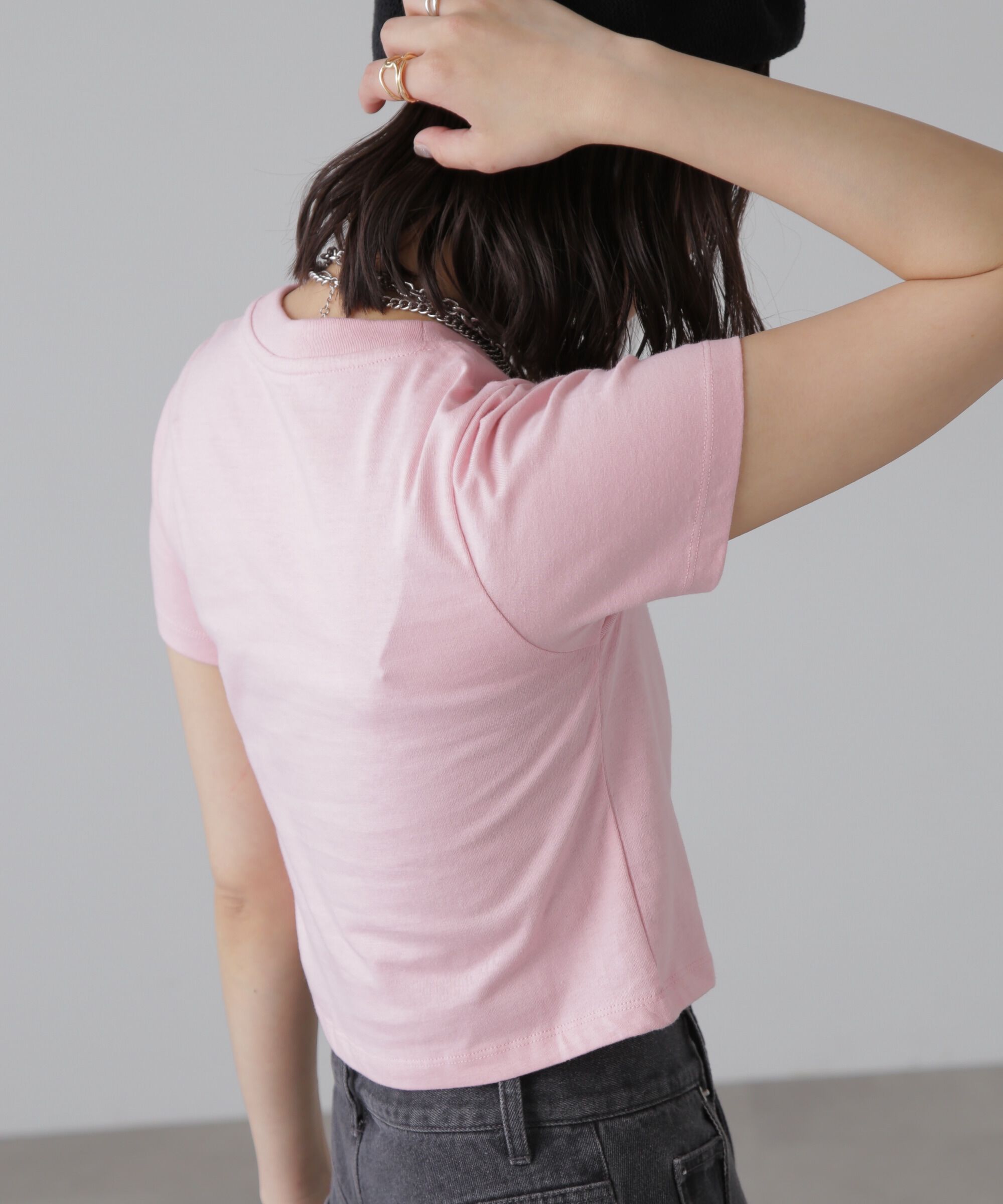  「ショート丈ロゴTシャツ」|Tシャツ・カットソー|