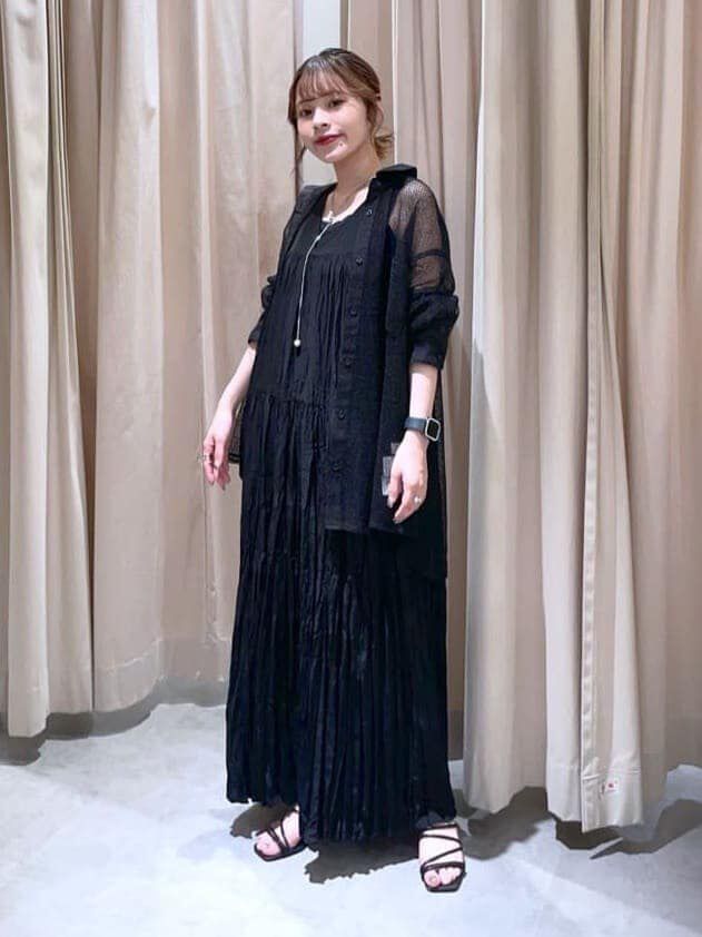  「ワッシャーティアードノースリーブワンピース」|ワンピース|