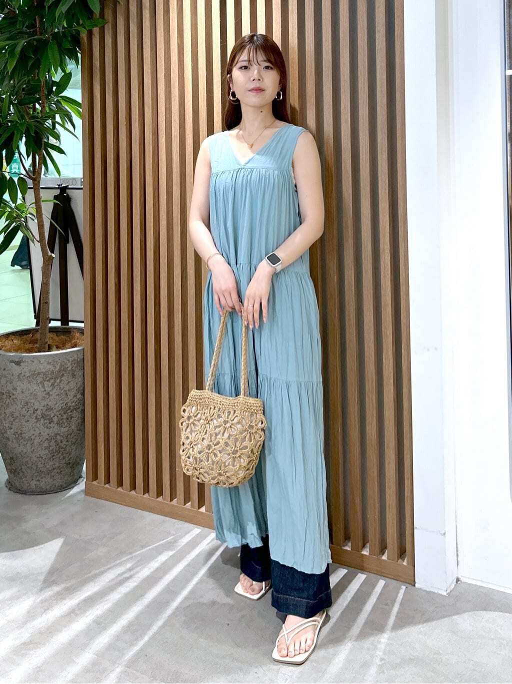  「ワッシャーティアードノースリーブワンピース」|ワンピース|