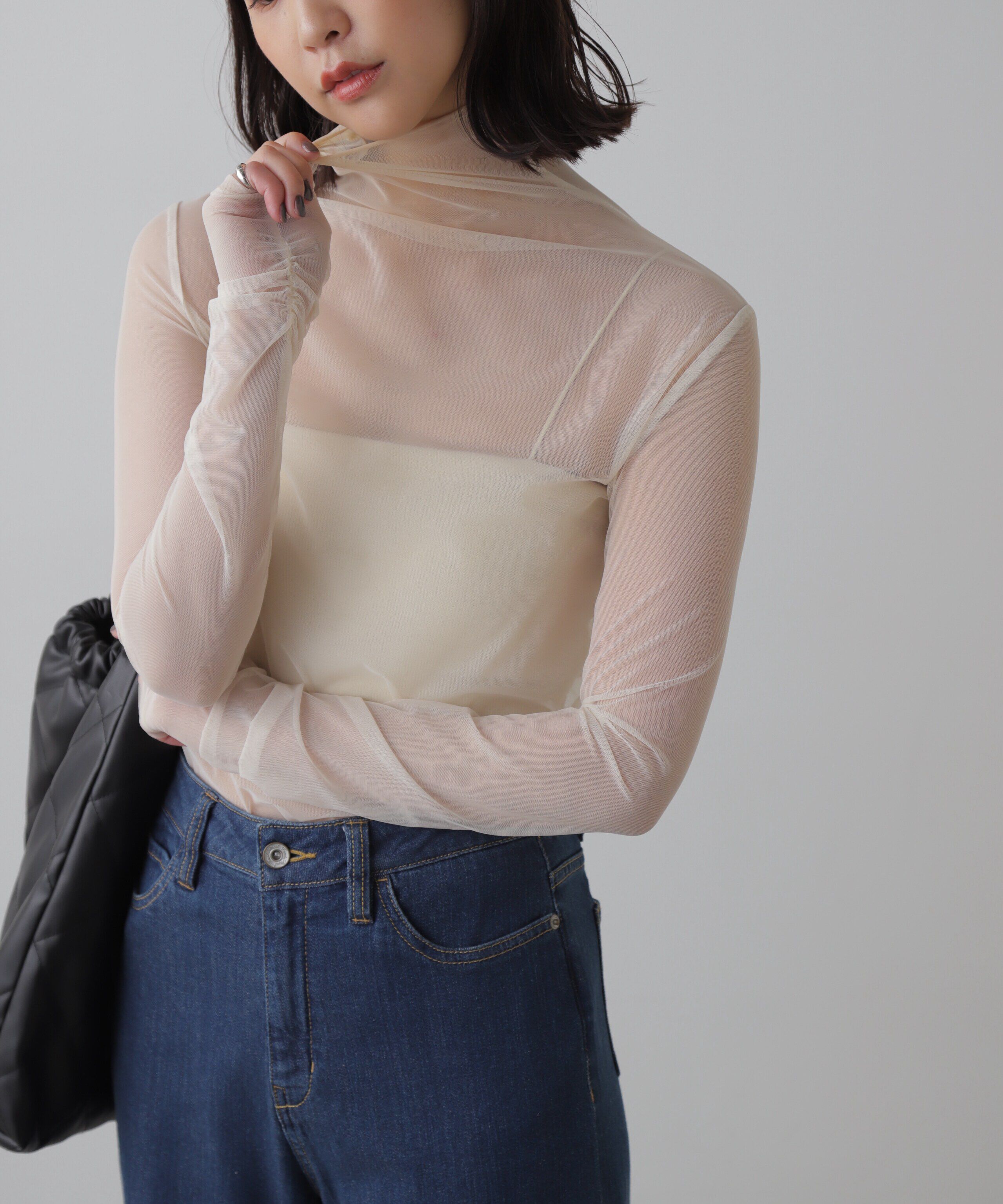  「シースルーハイネックカットソー」|Tシャツ・カットソー|オフホワイト