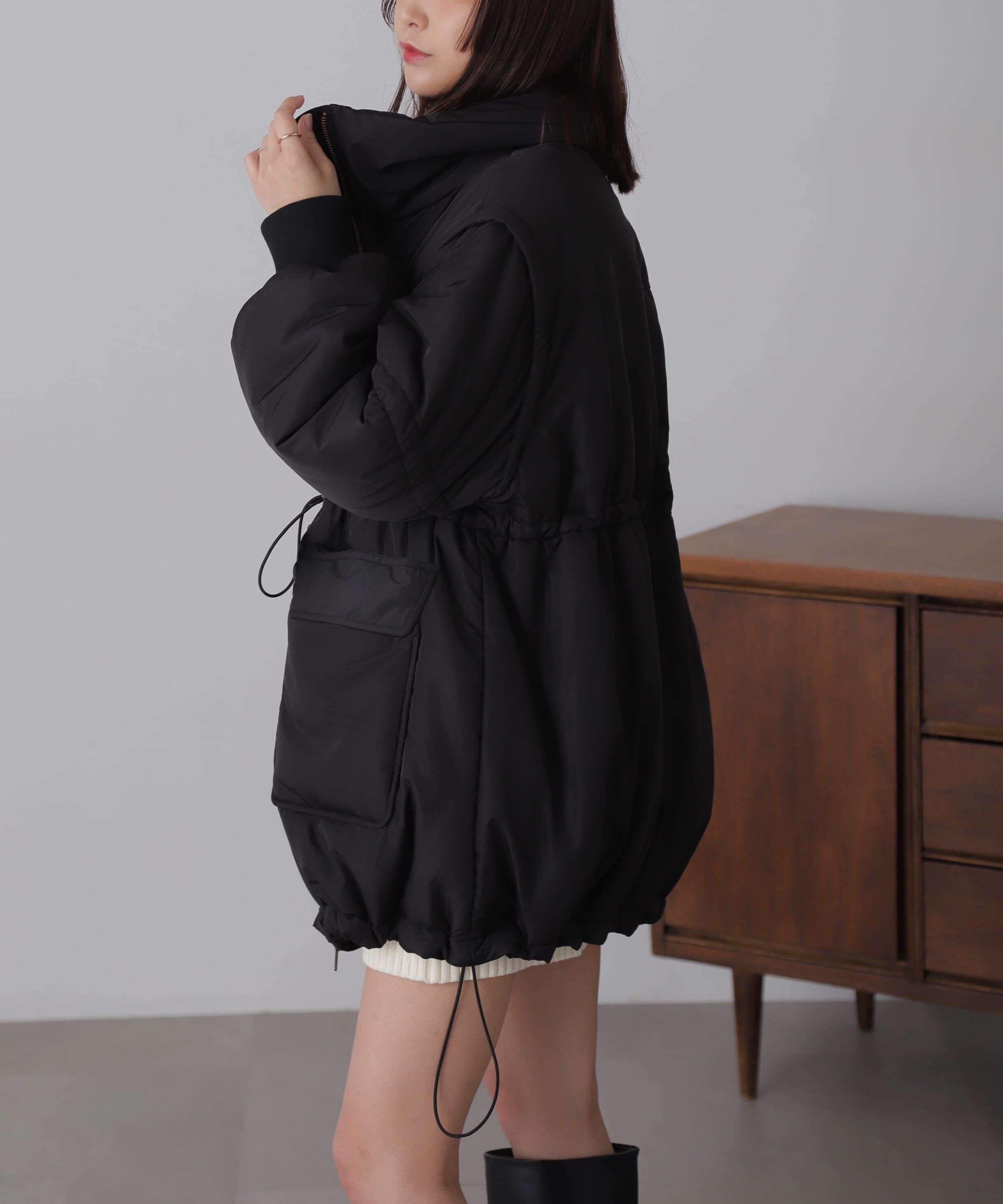  「スタンド中綿ウエストドロストコート」|その他|