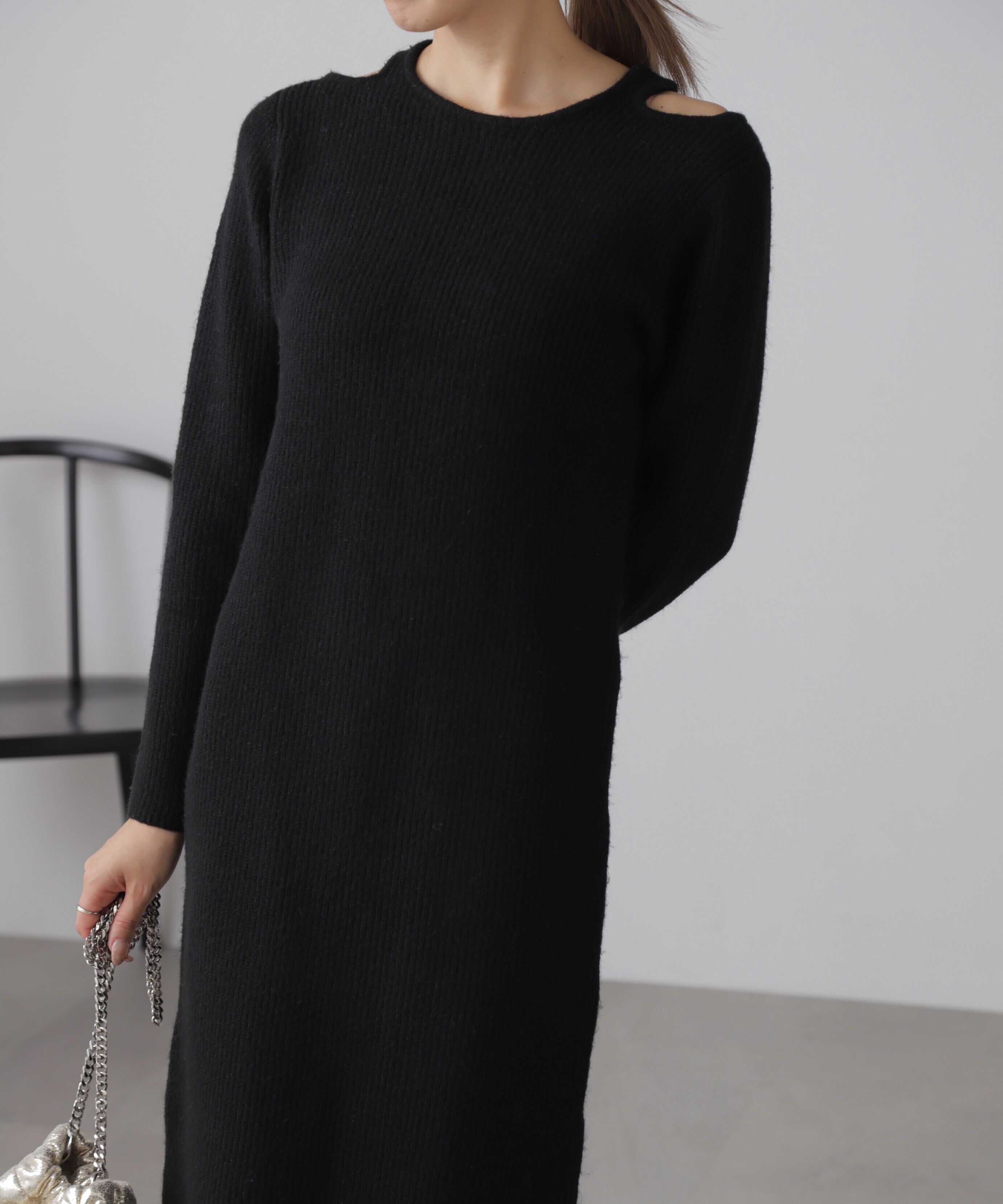  「カットアウトニットマキシワンピース」|ワンピース|