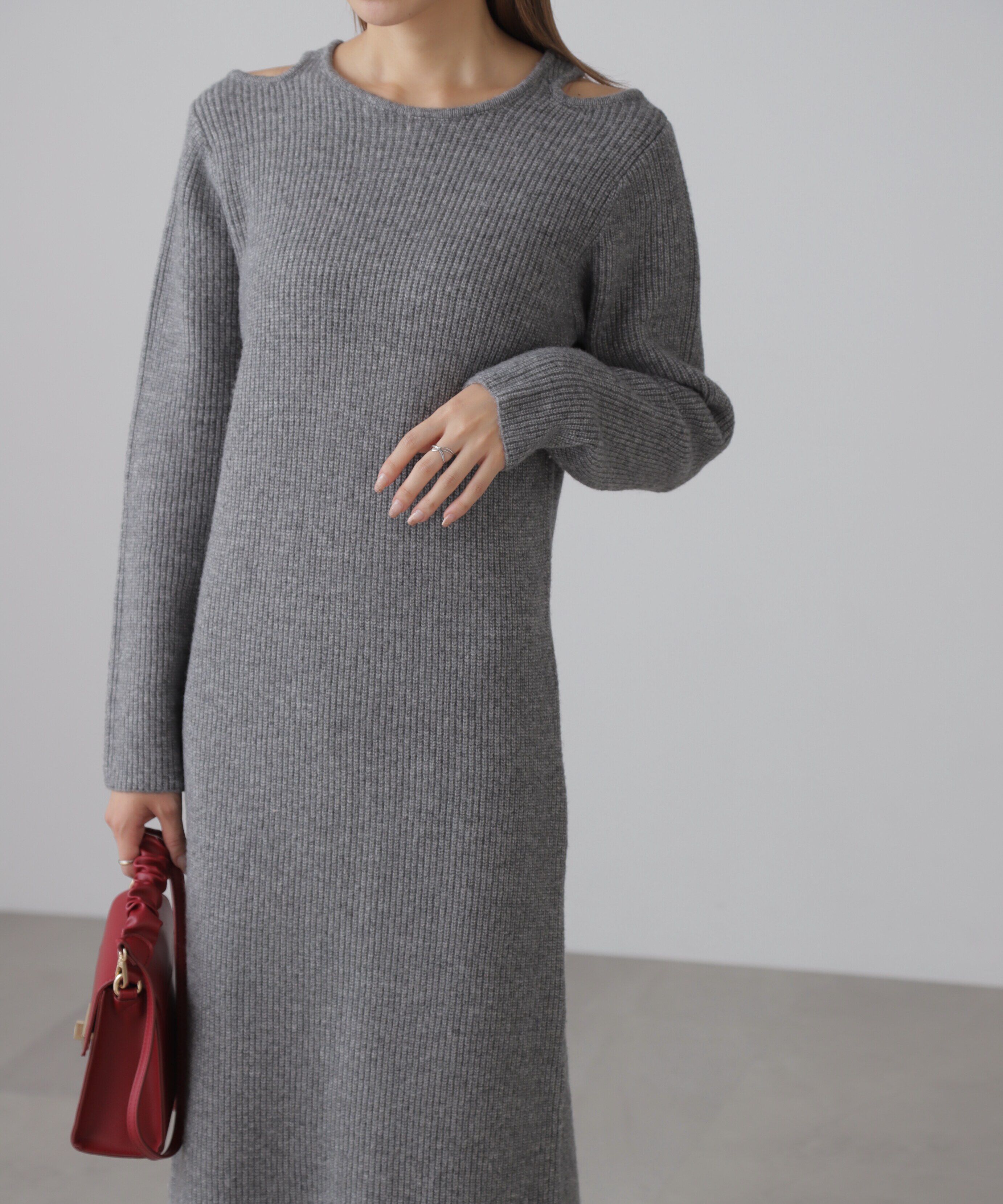  「カットアウトニットマキシワンピース」|ワンピース|