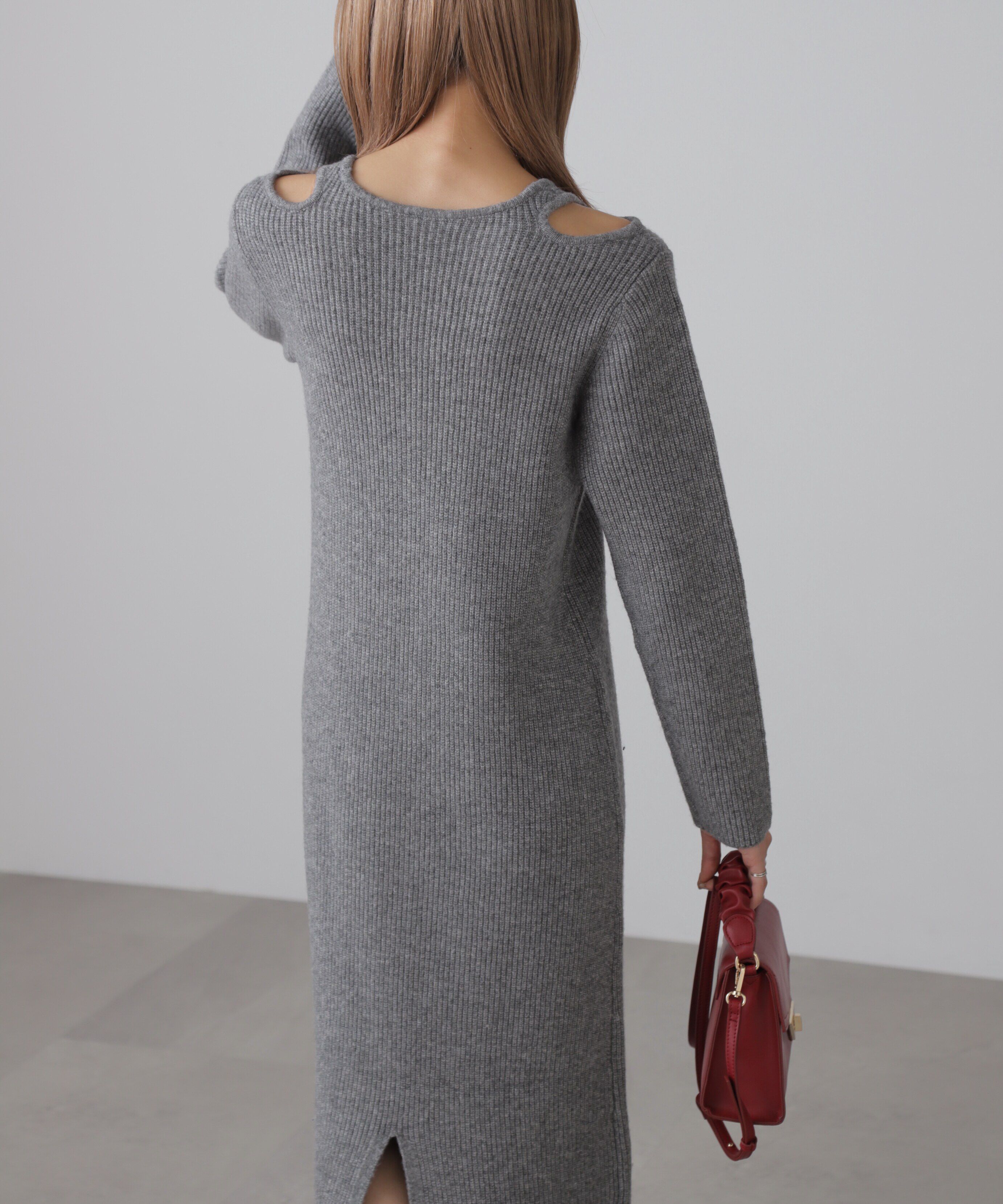  「カットアウトニットマキシワンピース」|ワンピース|