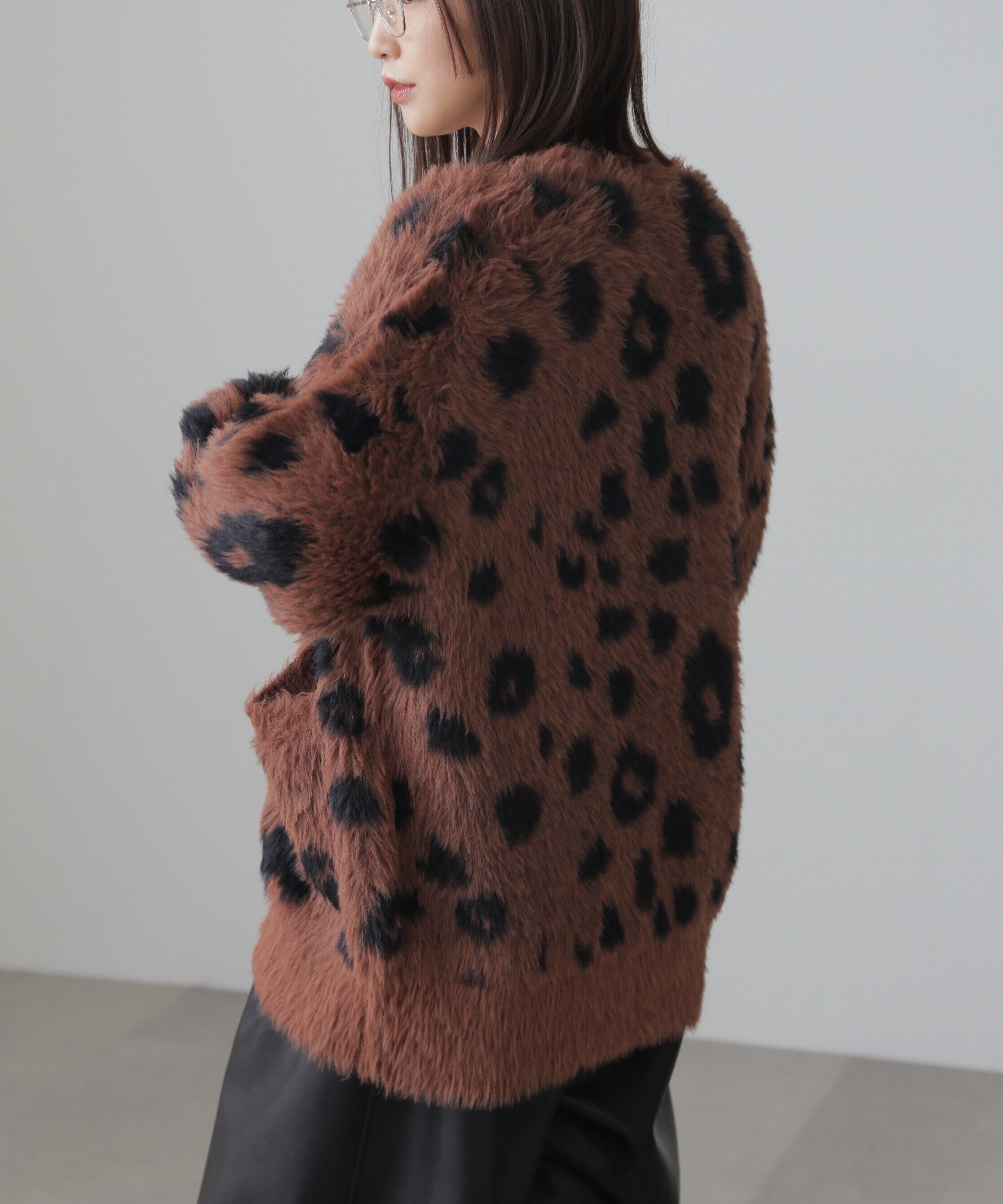  「シャギーカーディガン」|ニット・セーター|ブラウンベー 1