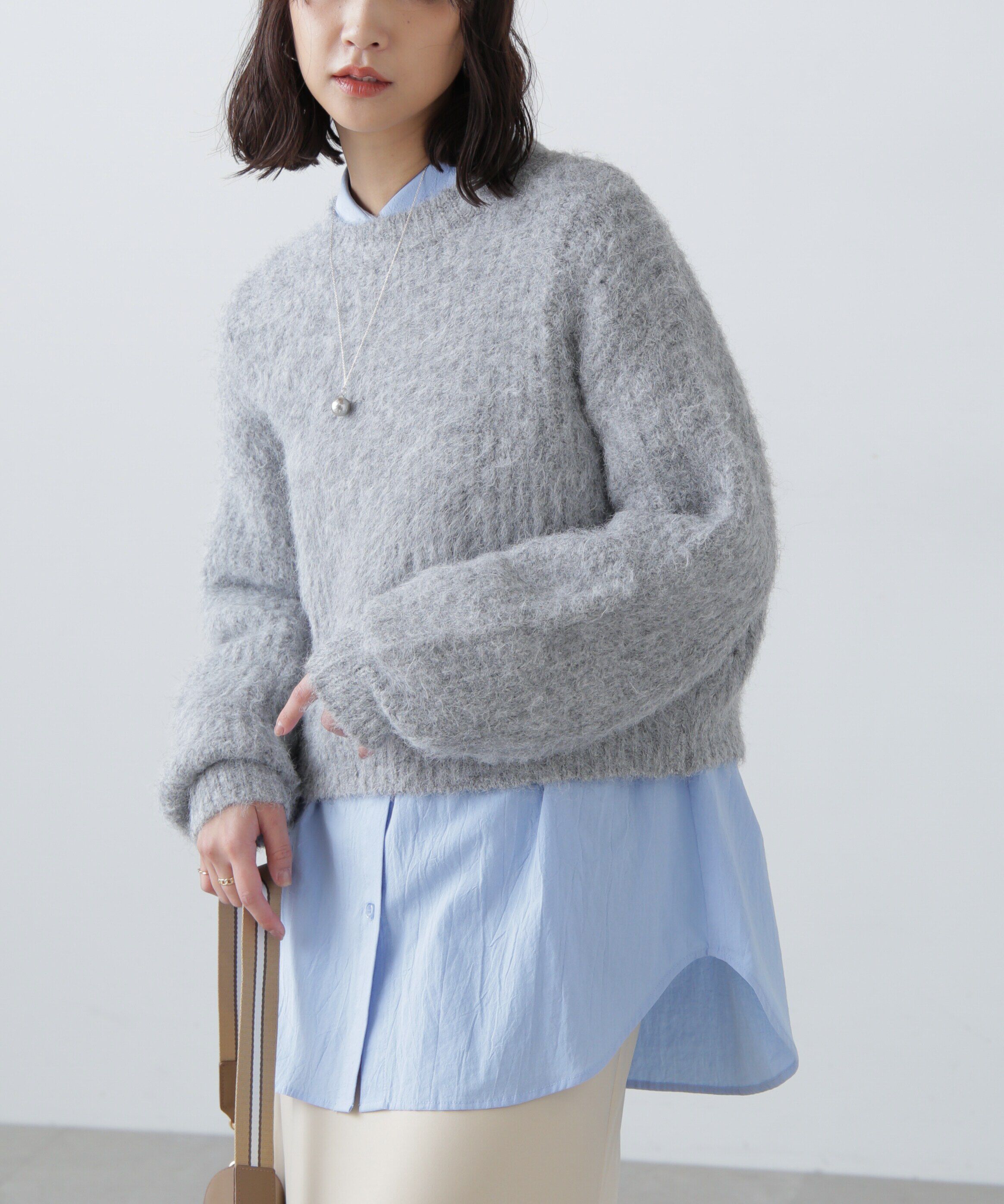  「ミックスシャギーショート丈ニット」|ニット・セーター|