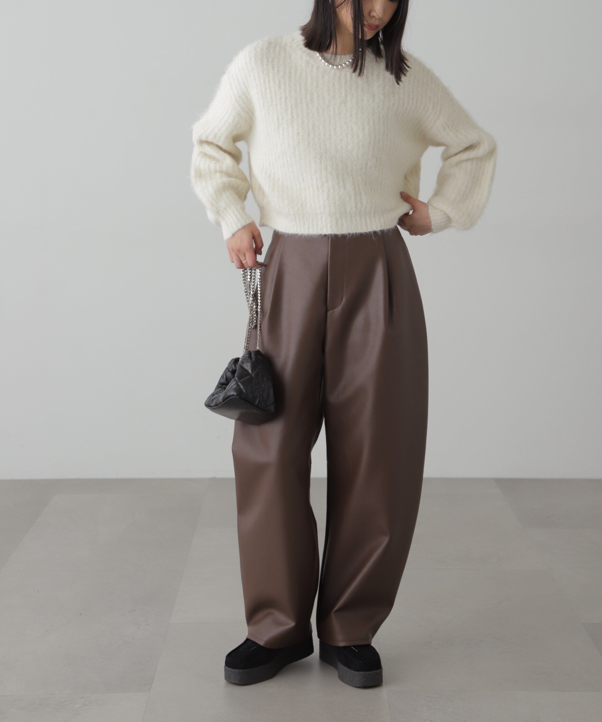  「ミックスシャギーショート丈ニット」|ニット・セーター|