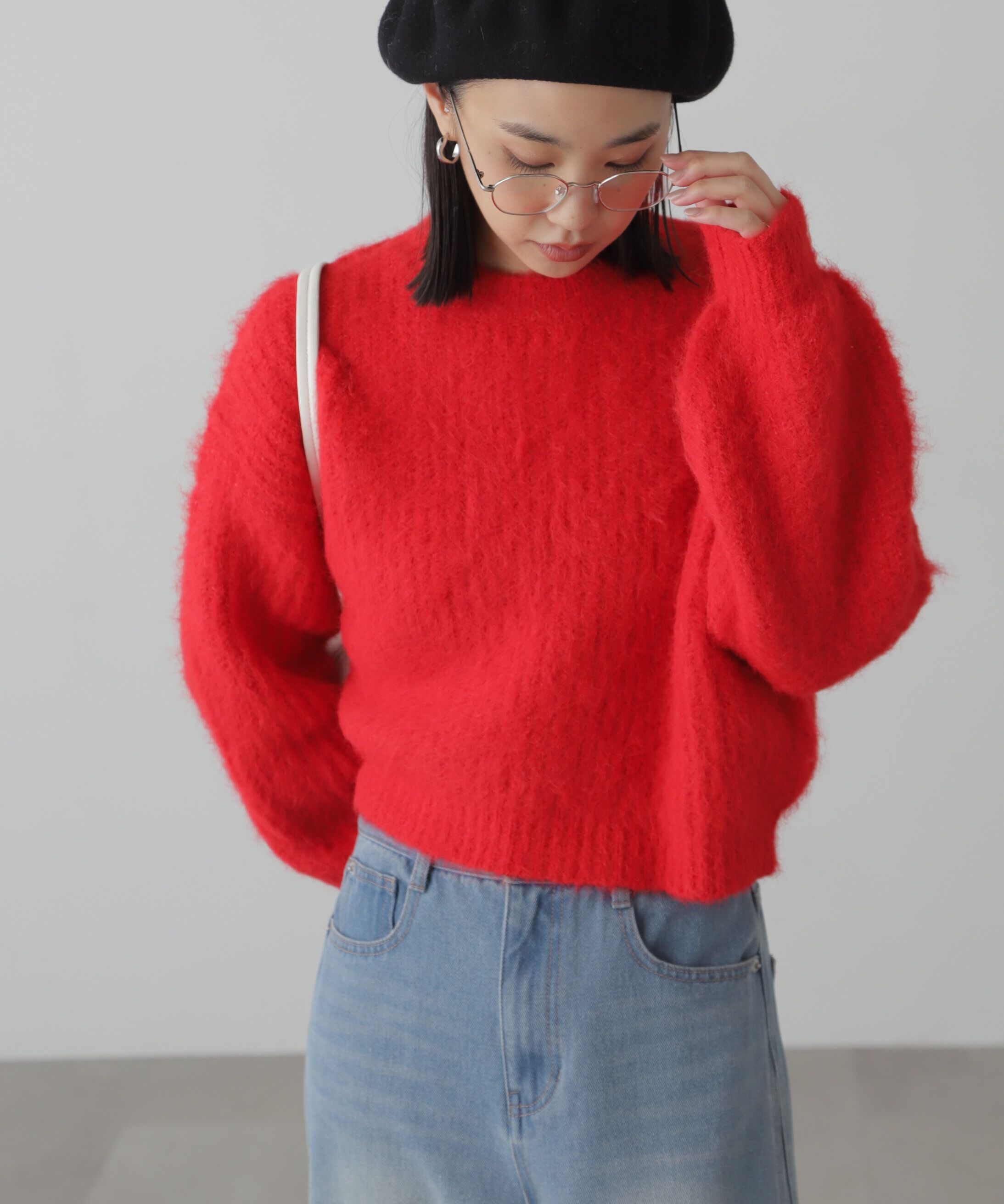  「ミックスシャギーショート丈ニット」|ニット・セーター|