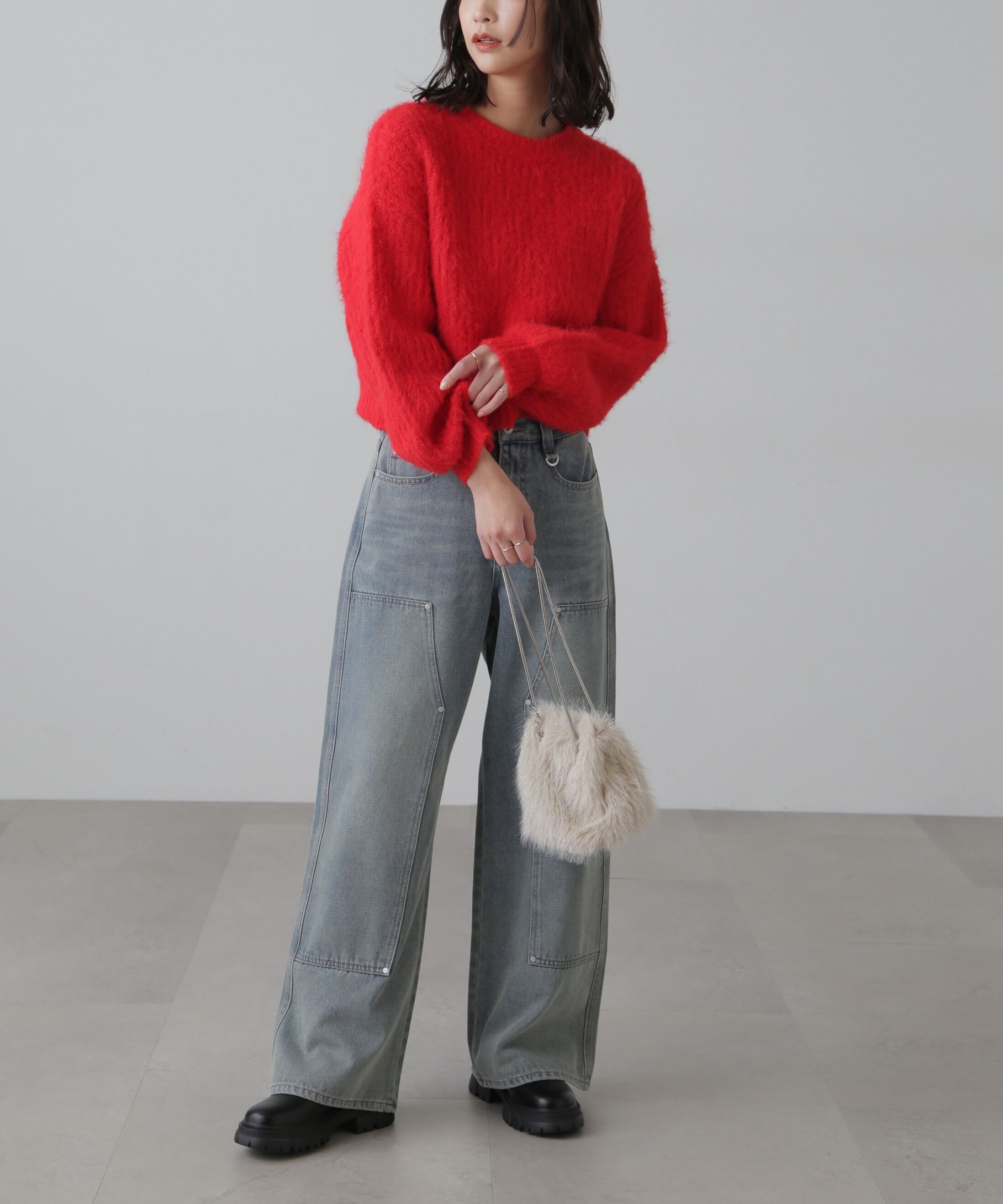  「ミックスシャギーショート丈ニット」|ニット・セーター|