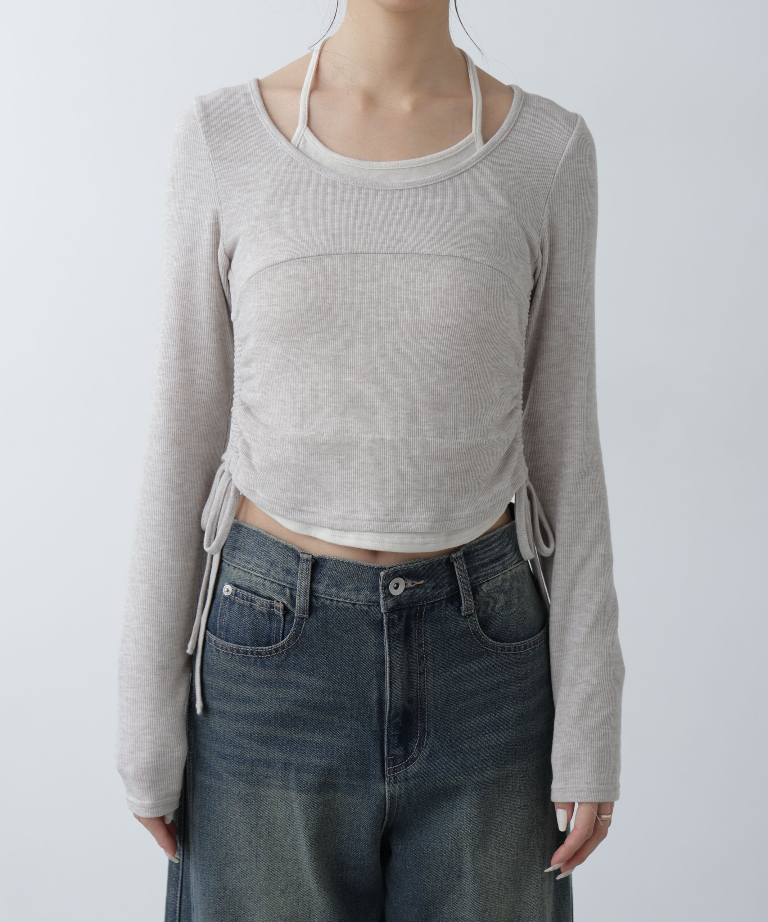  「ホルターネックレイヤードサイドドロストカットソー」|Tシャツ・カットソー|