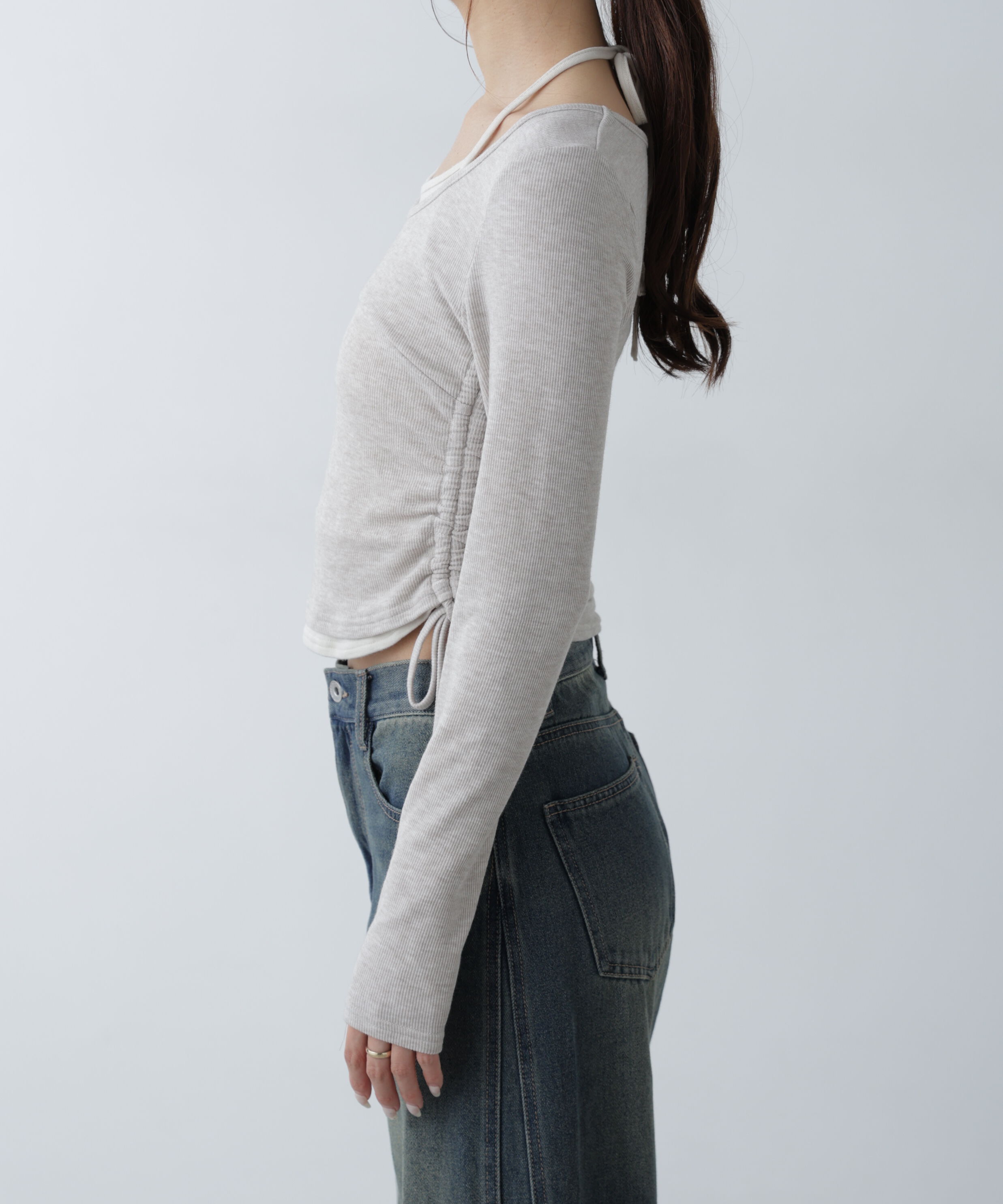  「ホルターネックレイヤードサイドドロストカットソー」|Tシャツ・カットソー|