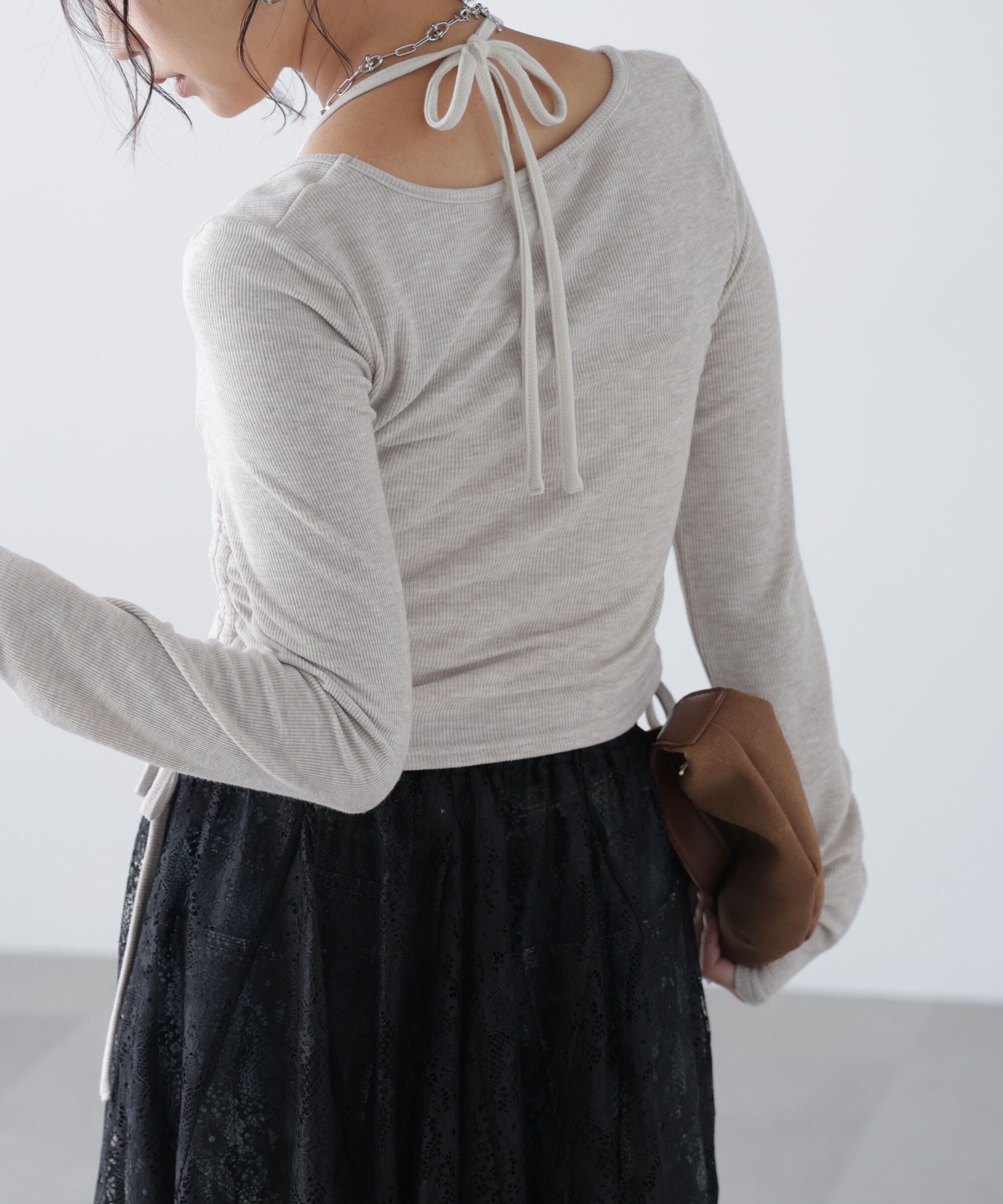  「ホルターネックレイヤードサイドドロストカットソー」|Tシャツ・カットソー|