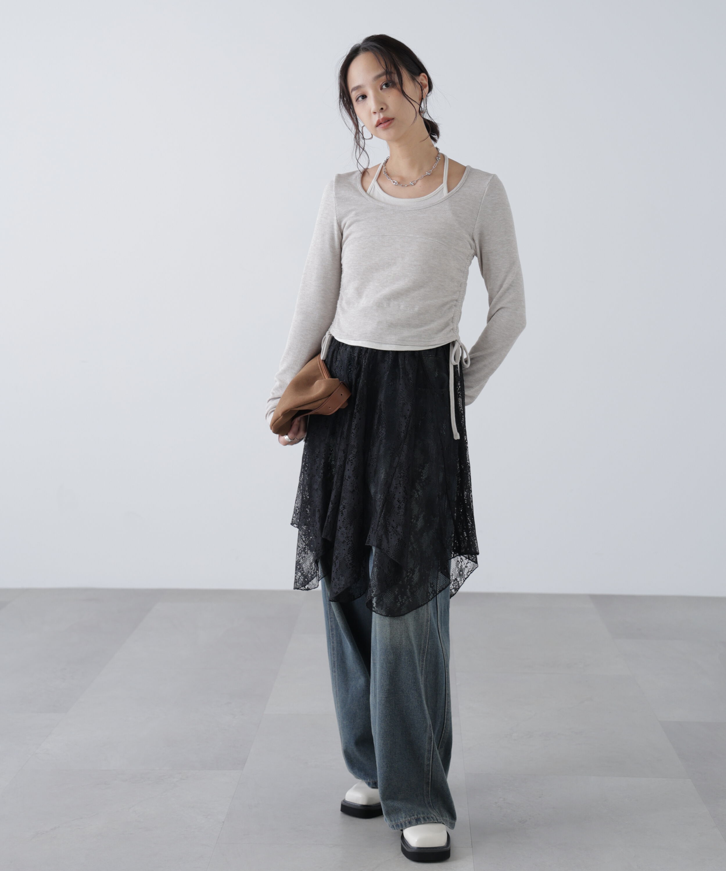  「ホルターネックレイヤードサイドドロストカットソー」|Tシャツ・カットソー|