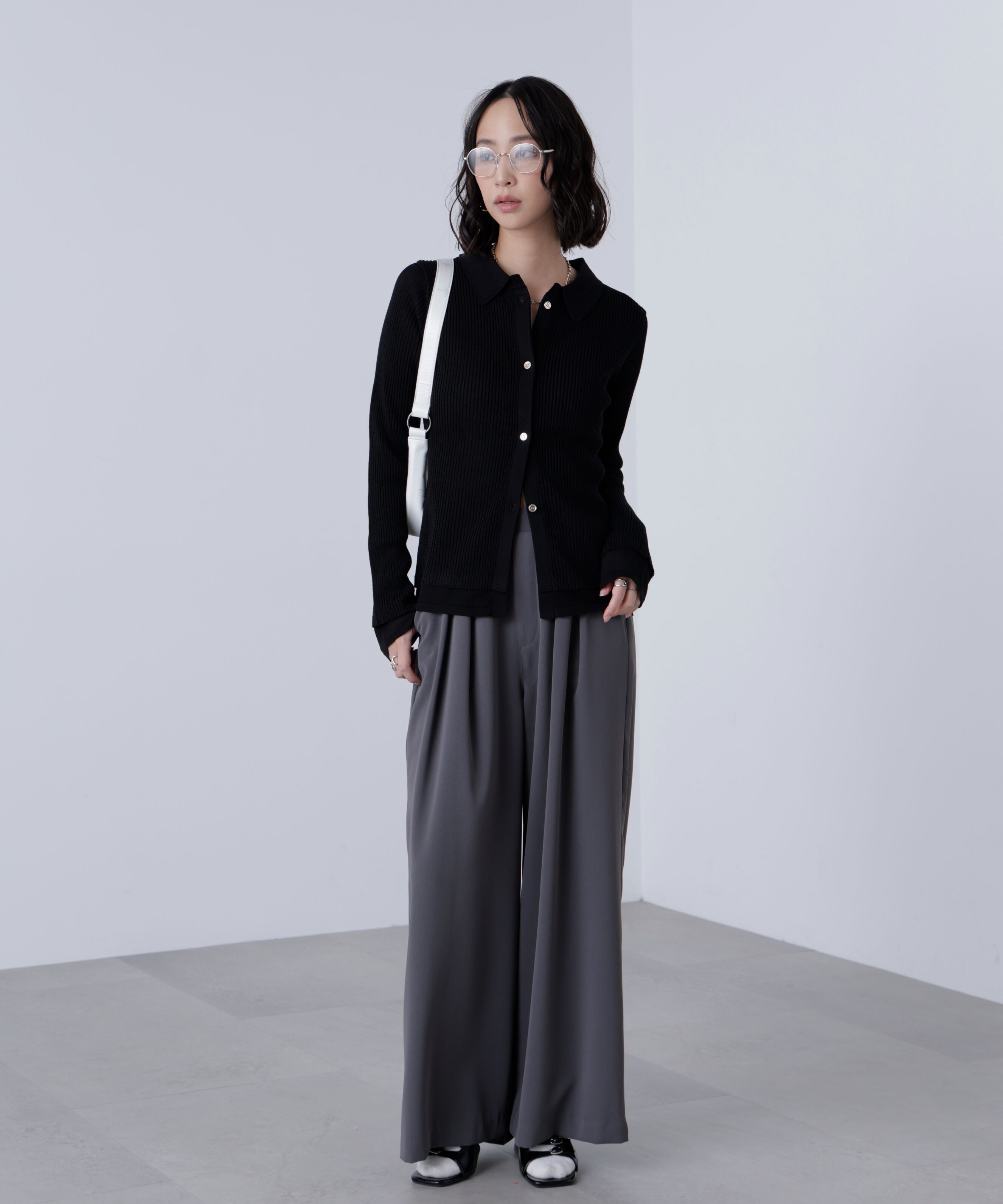  「金ボタン襟リブニット」|ニット・セーター|