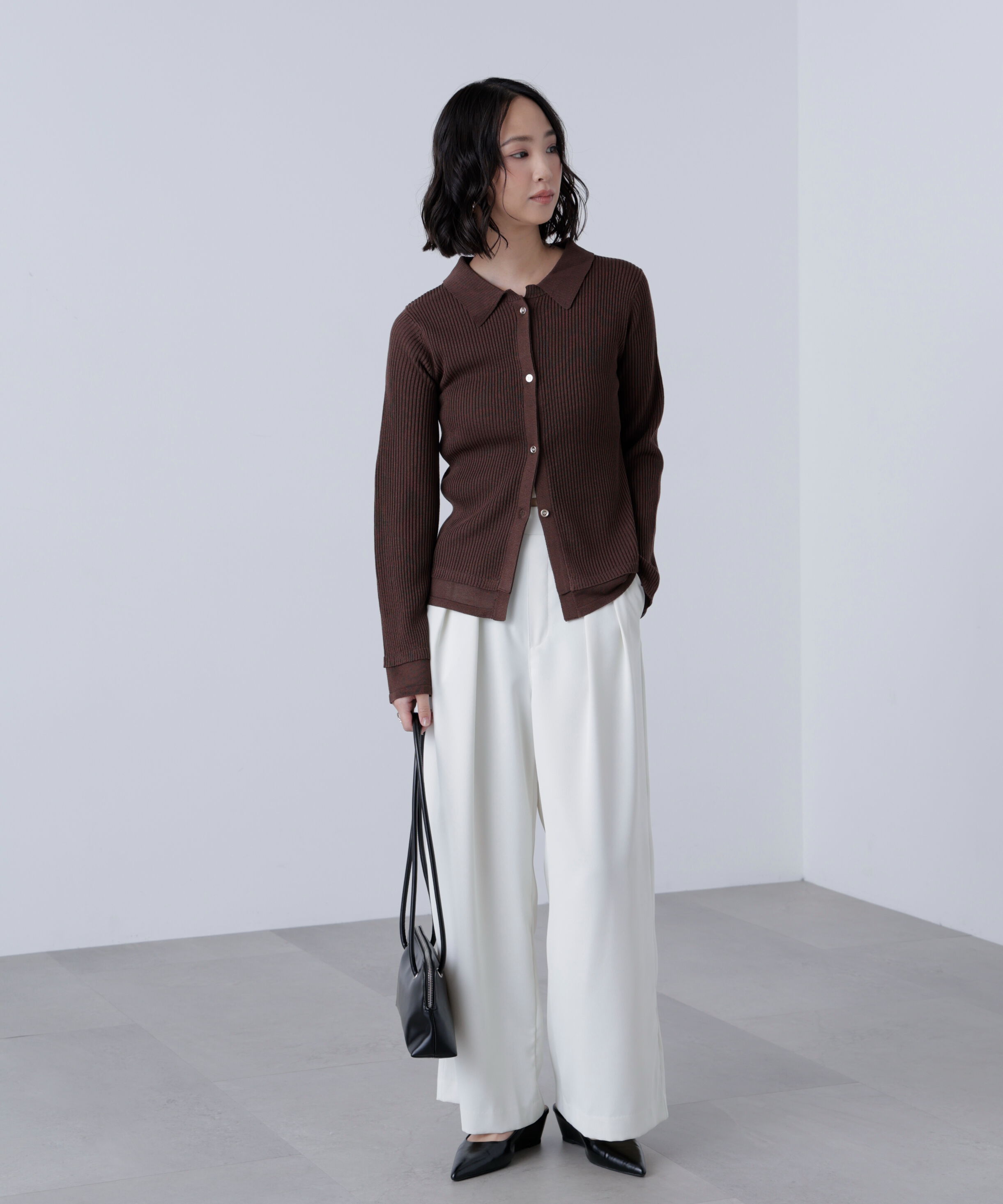  「金ボタン襟リブニット」|ニット・セーター|