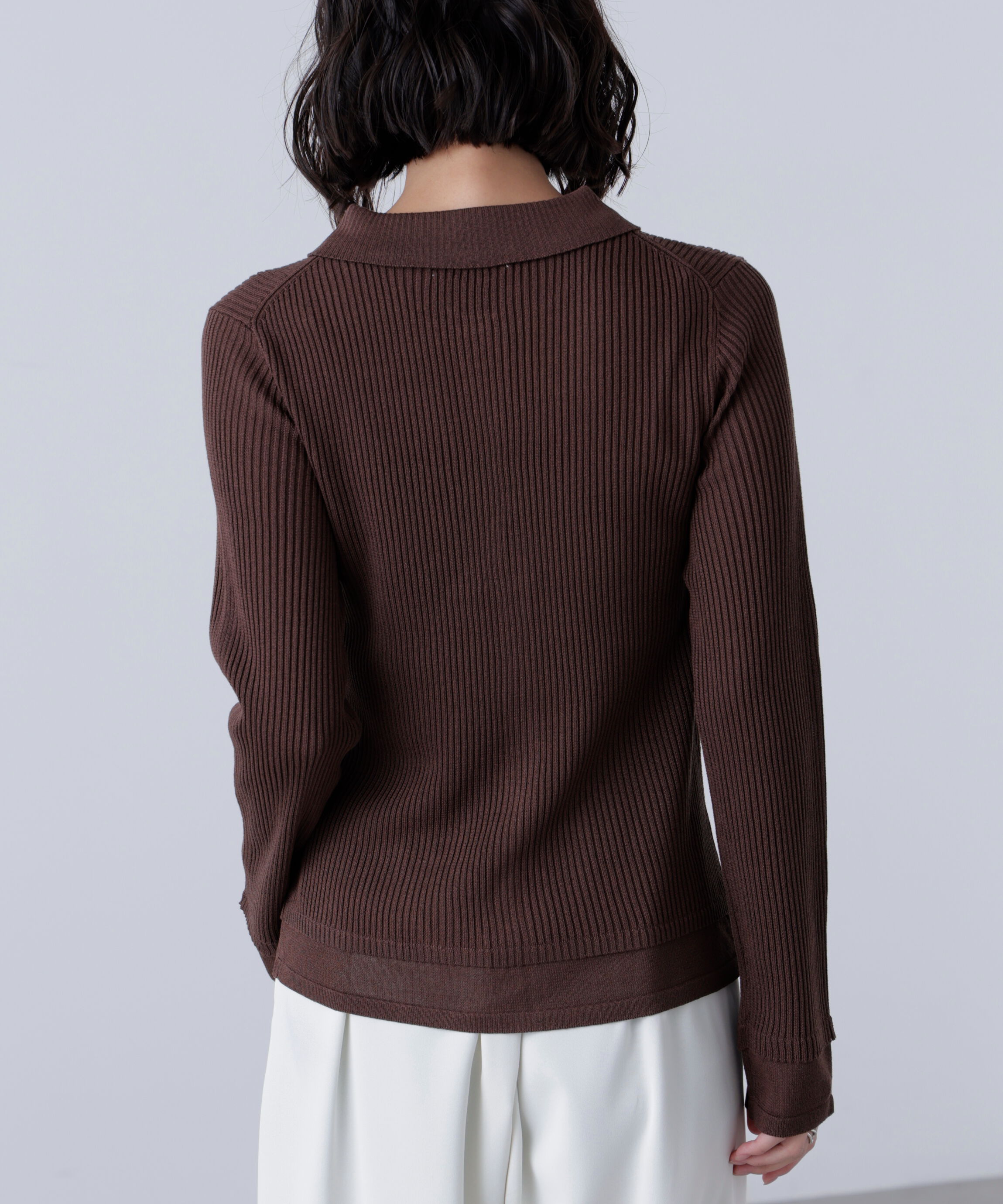  「金ボタン襟リブニット」|ニット・セーター|