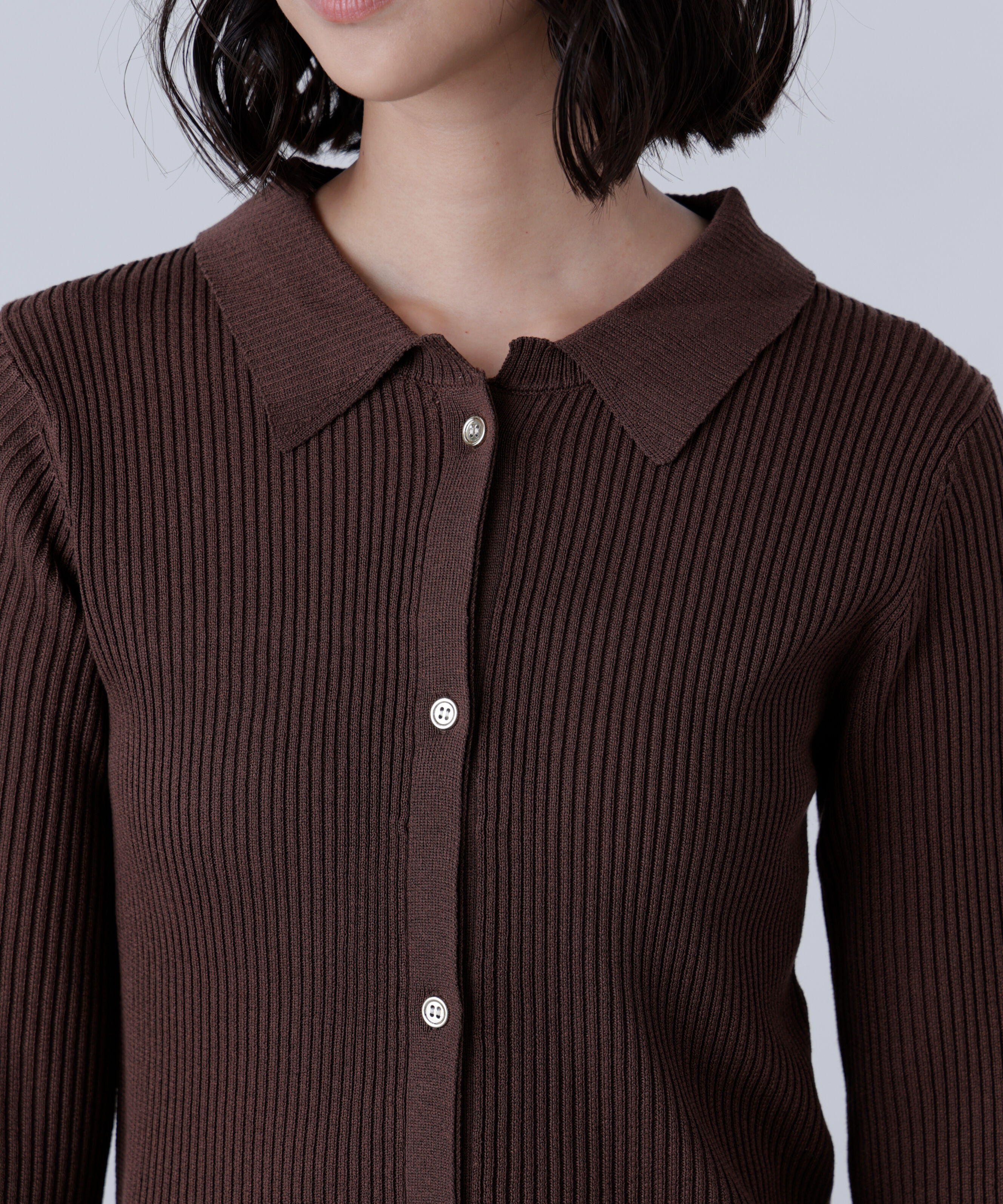  「金ボタン襟リブニット」|ニット・セーター|