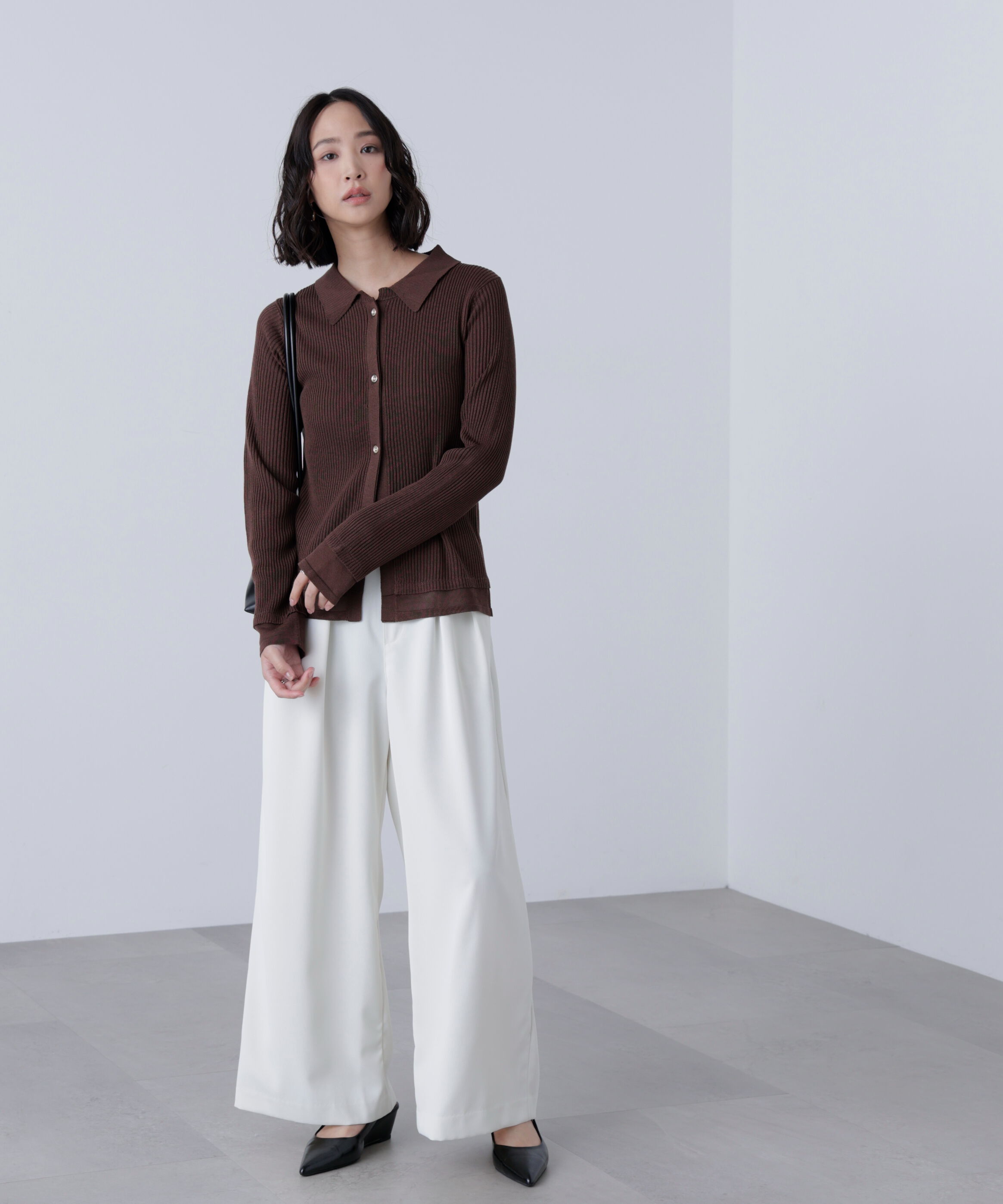  「金ボタン襟リブニット」|ニット・セーター|