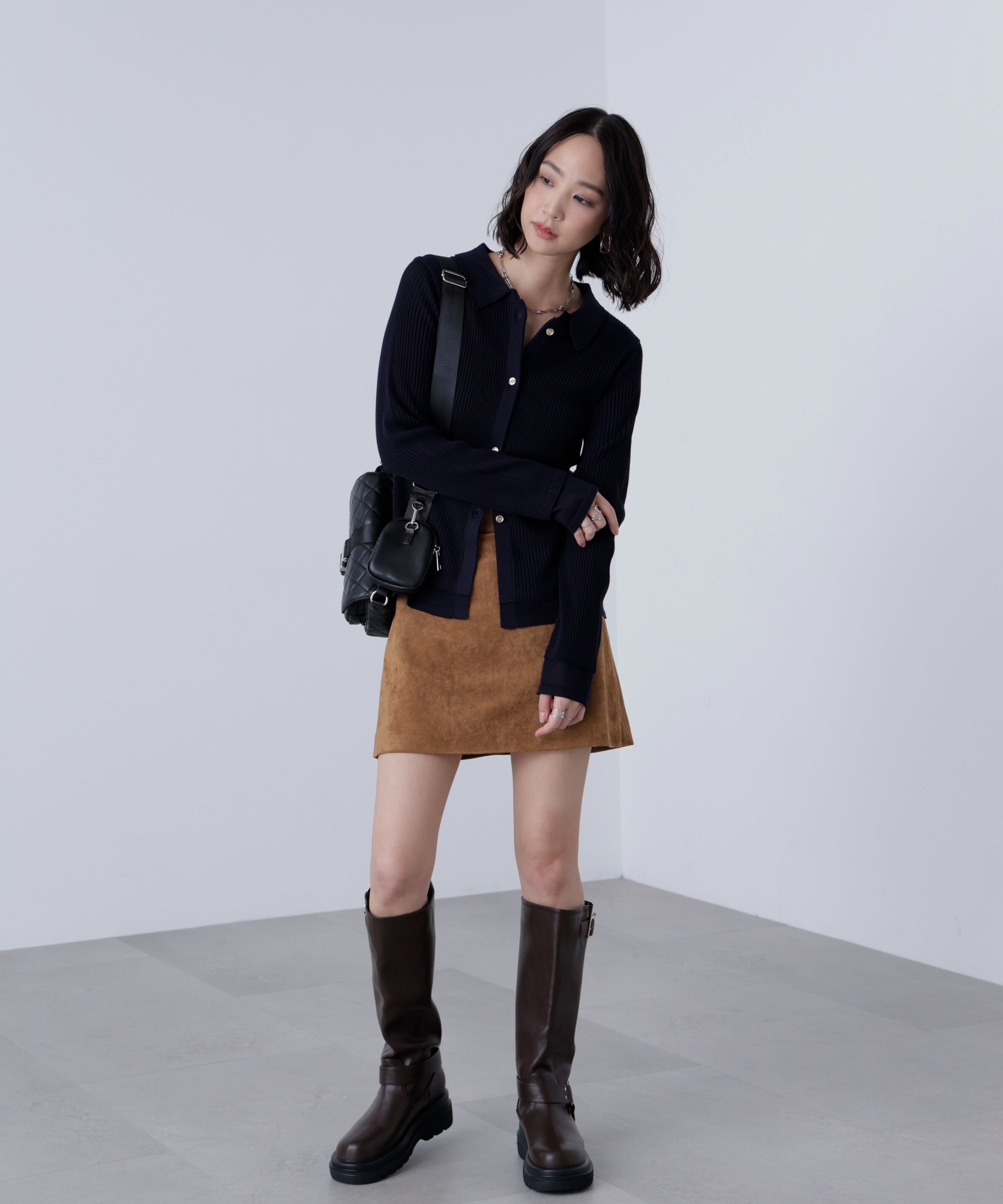  「金ボタン襟リブニット」|ニット・セーター|