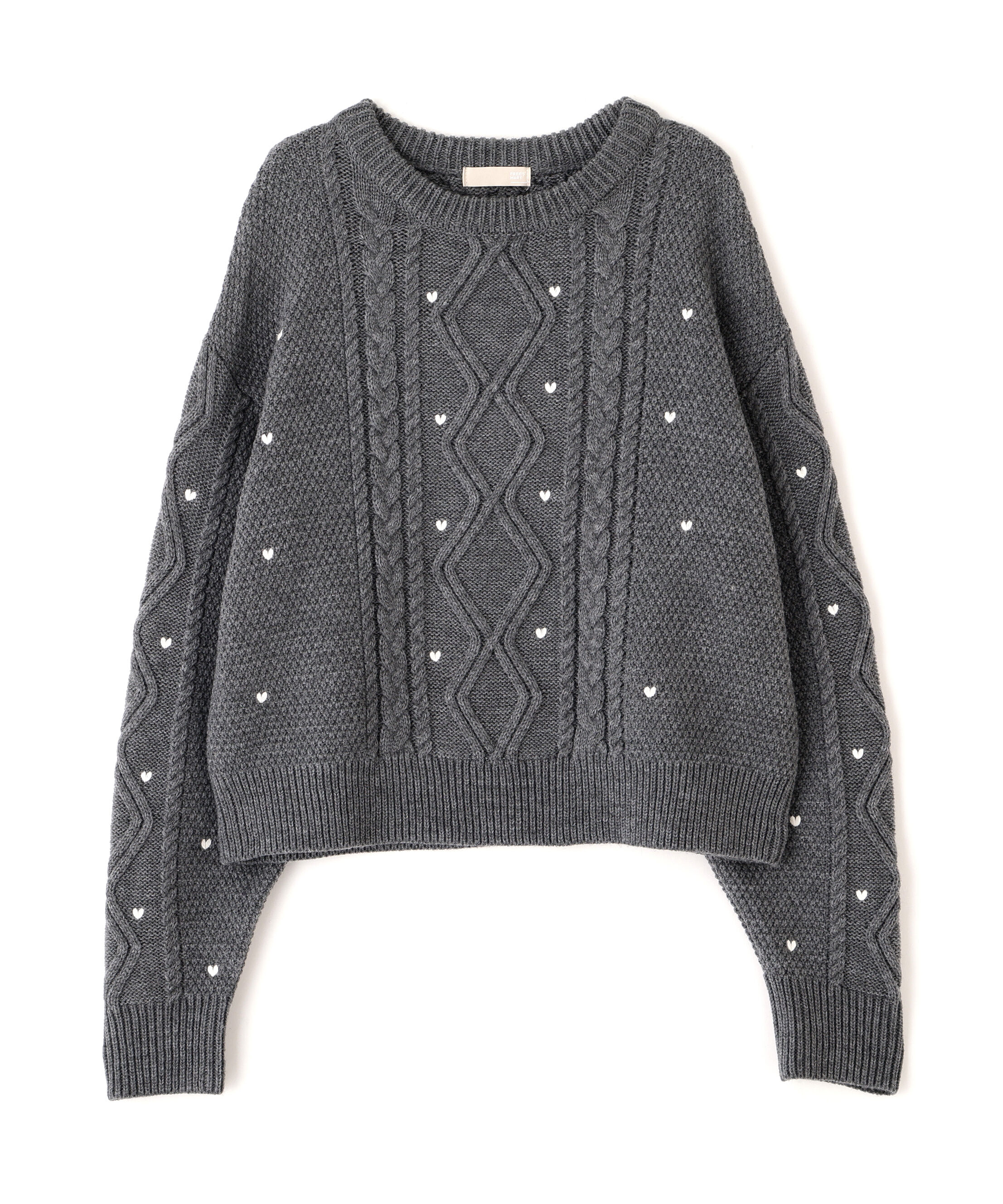  「ハート刺繍ケーブルニット」|ニット・セーター|