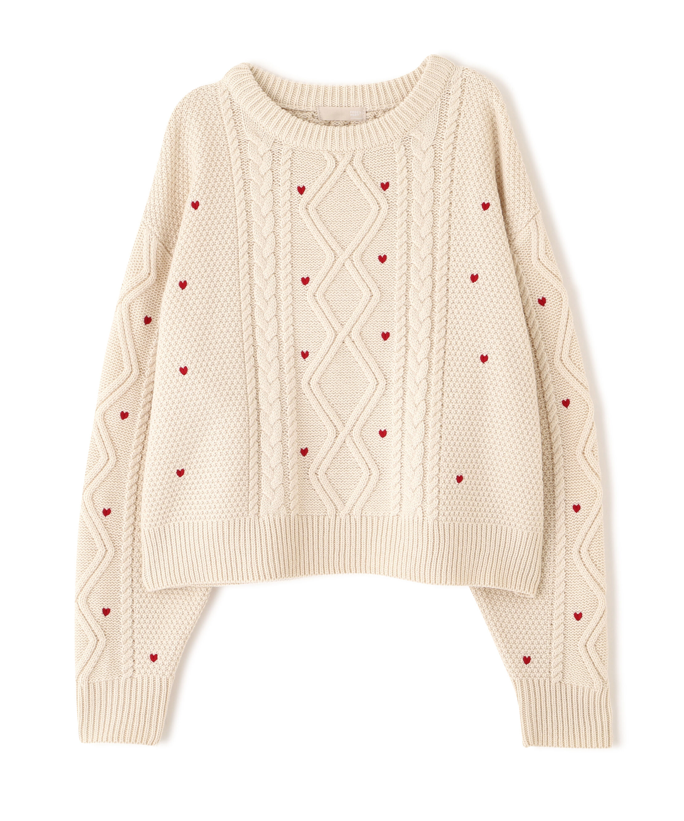  「ハート刺繍ケーブルニット」|ニット・セーター|
