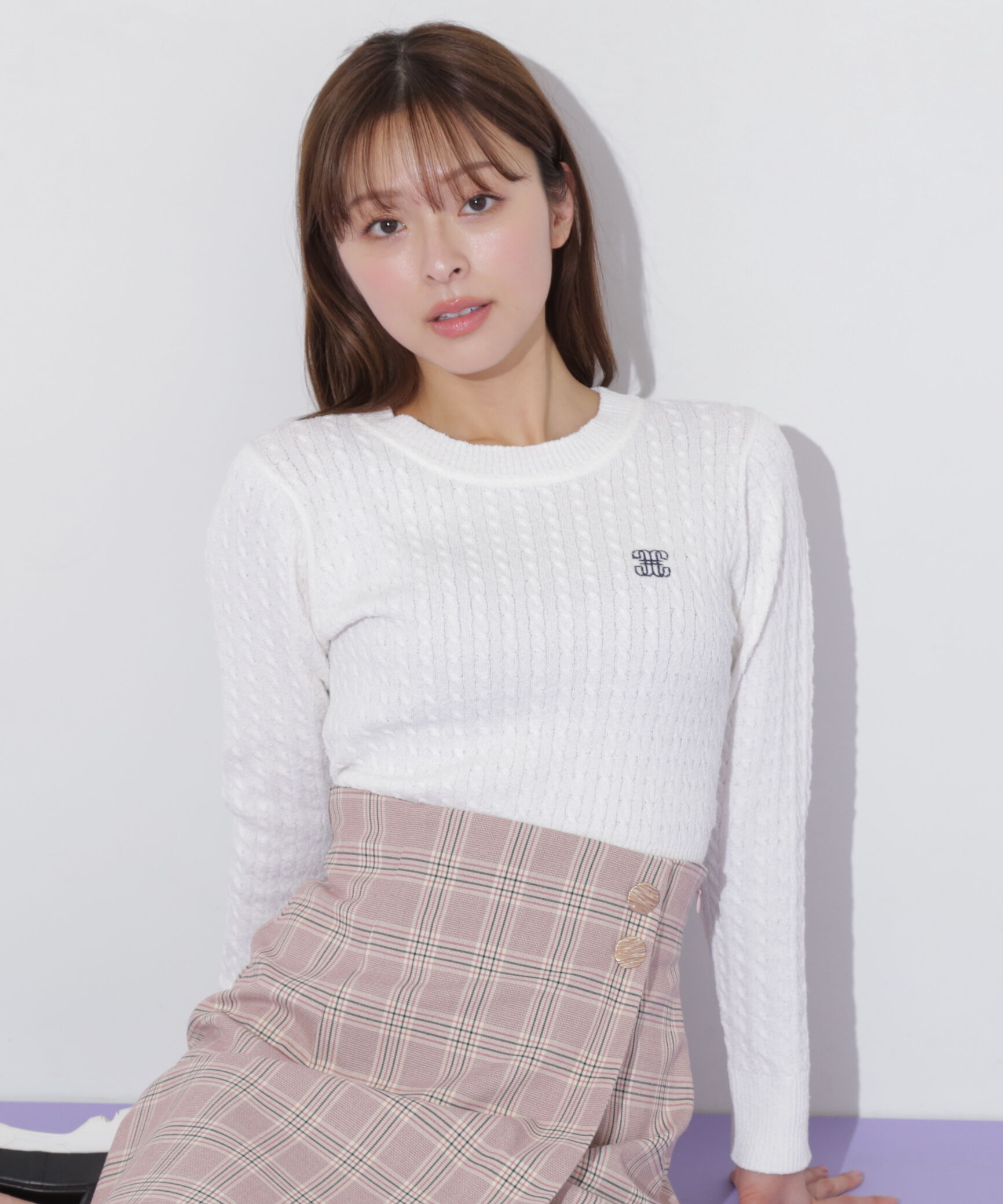  「ミニブークレーケーブルニット」|ニット・セーター|