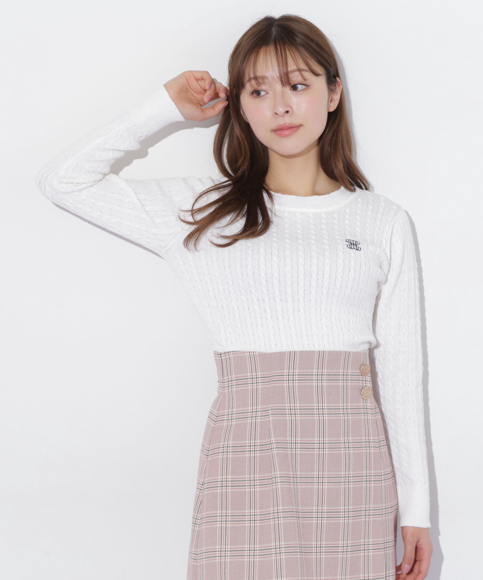  「ミニブークレーケーブルニット」|ニット・セーター|