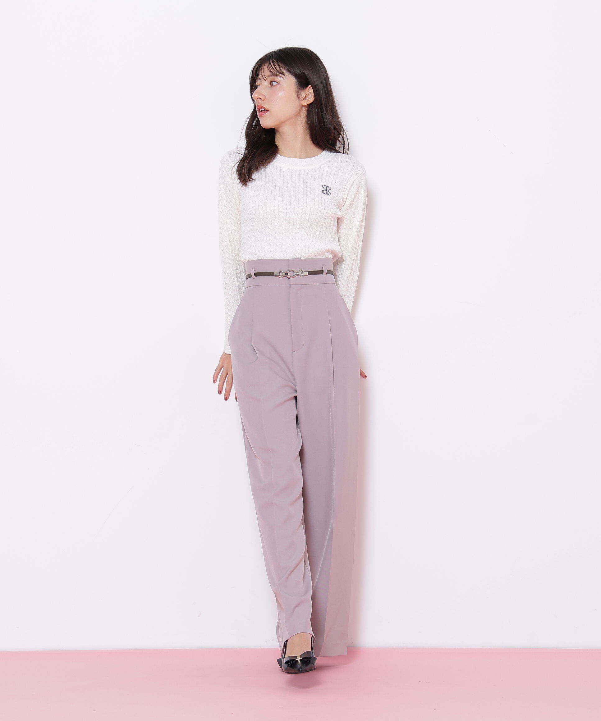  「ミニブークレーケーブルニット」|ニット・セーター|