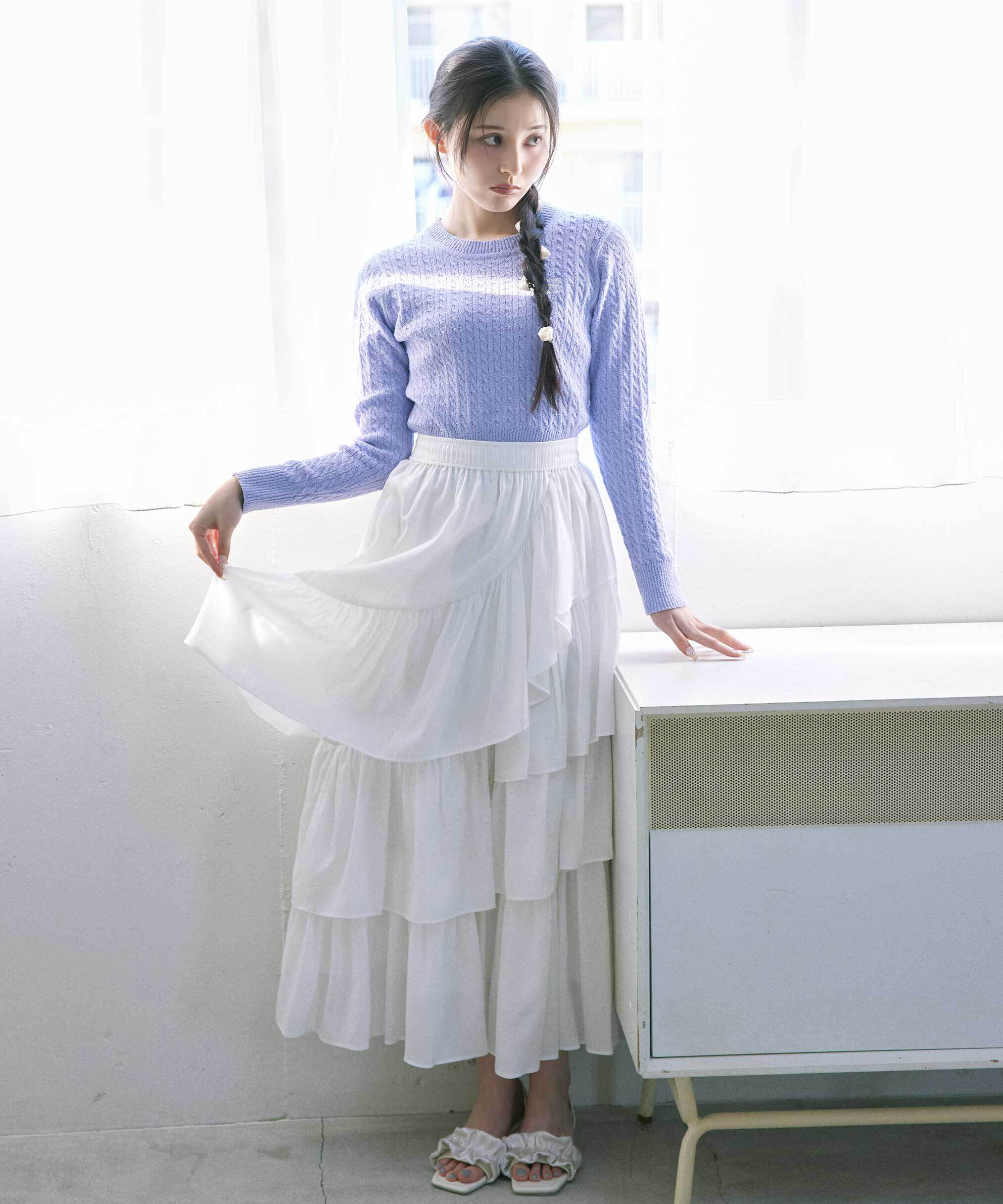  「ミニブークレーケーブルニット」|ニット・セーター|