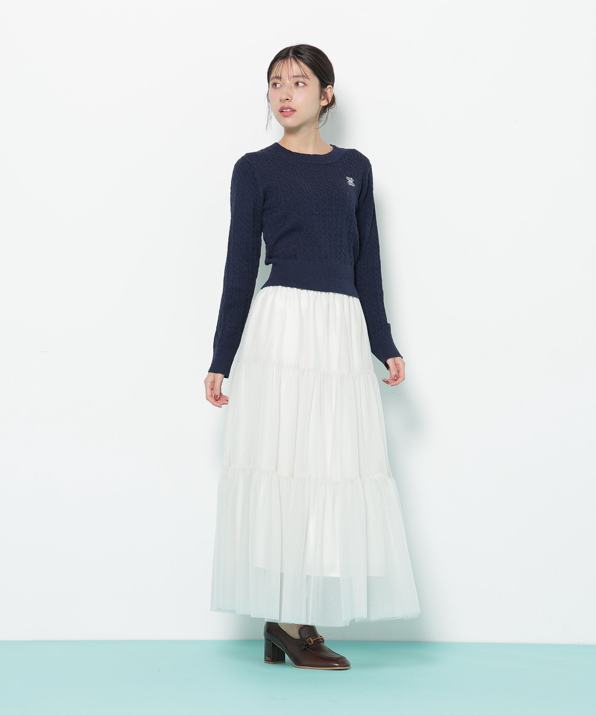  「ミニブークレーケーブルニット」|ニット・セーター|