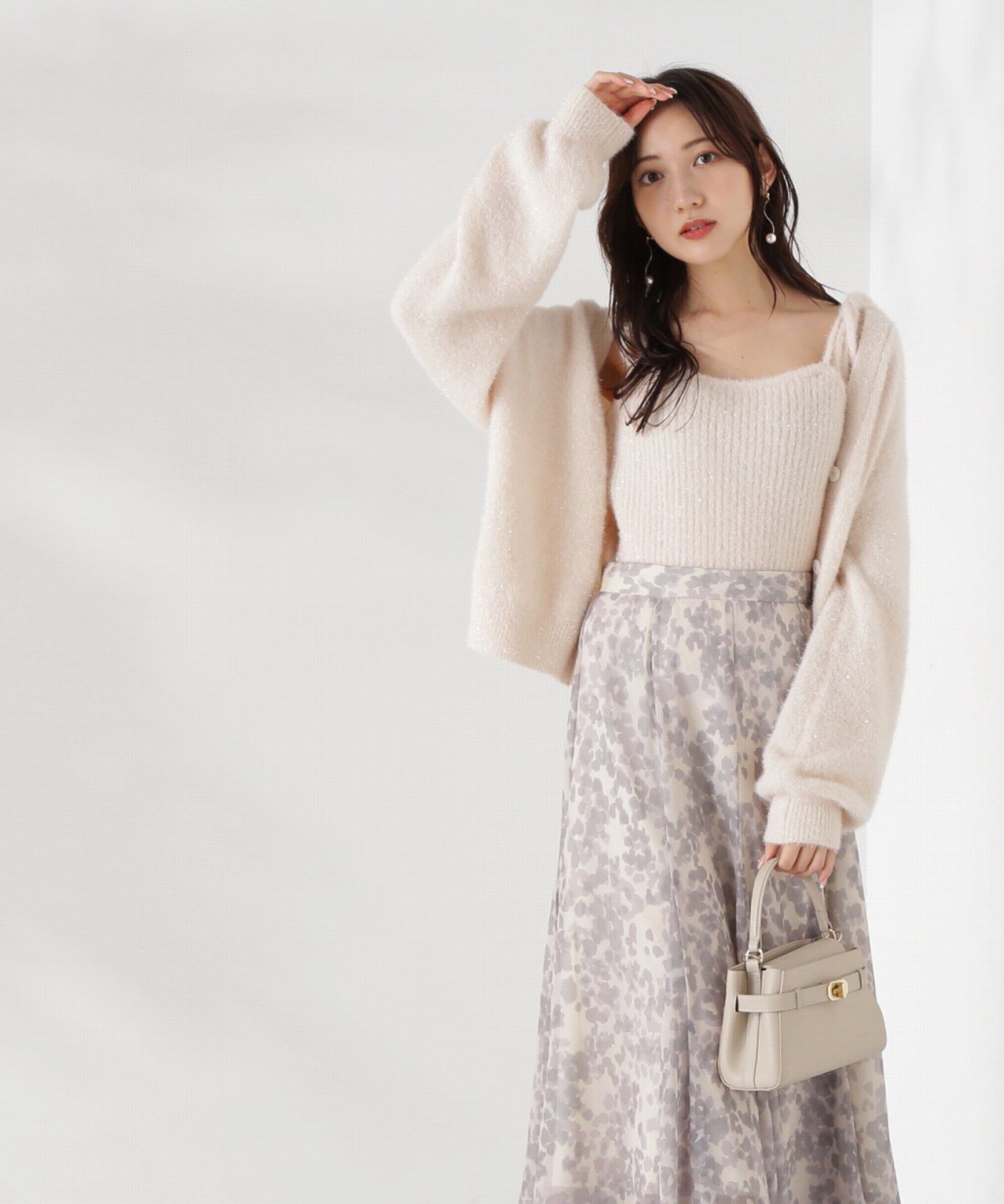 PROPORTION BODY DRESSING「シャイニーフェザーアンサンブルニット　WEB限定カラー：パープル24AW」|ニット・セーター|