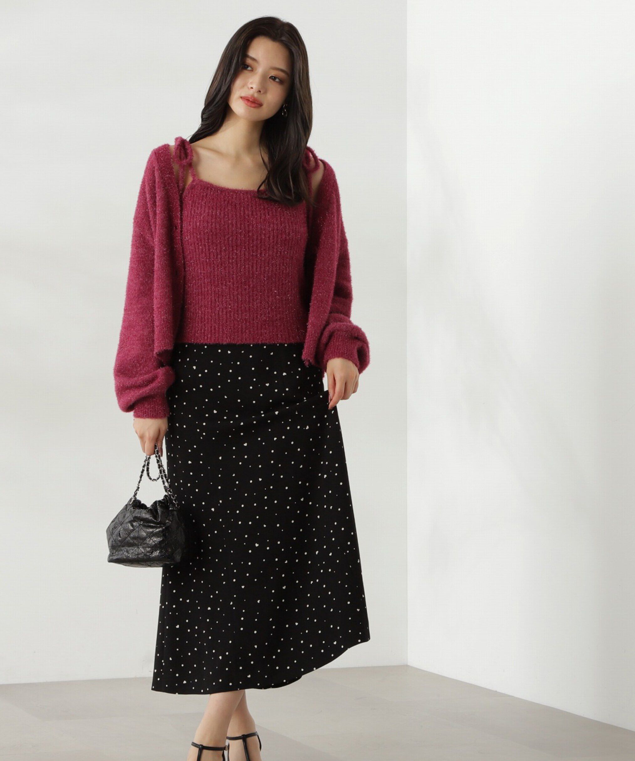 PROPORTION BODY DRESSING「シャイニーフェザーアンサンブルニット　WEB限定カラー：パープル24AW」|ニット・セーター|