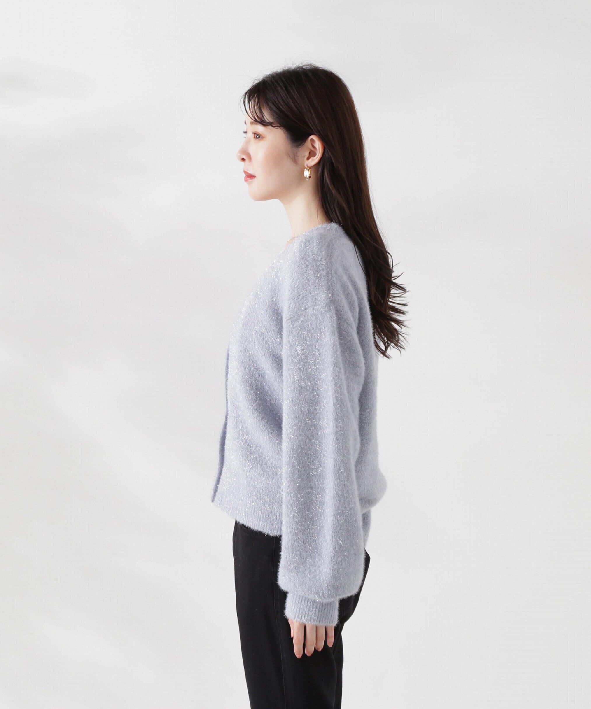 PROPORTION BODY DRESSING「シャイニーフェザーアンサンブルニット　WEB限定カラー：パープル24AW」|ニット・セーター|