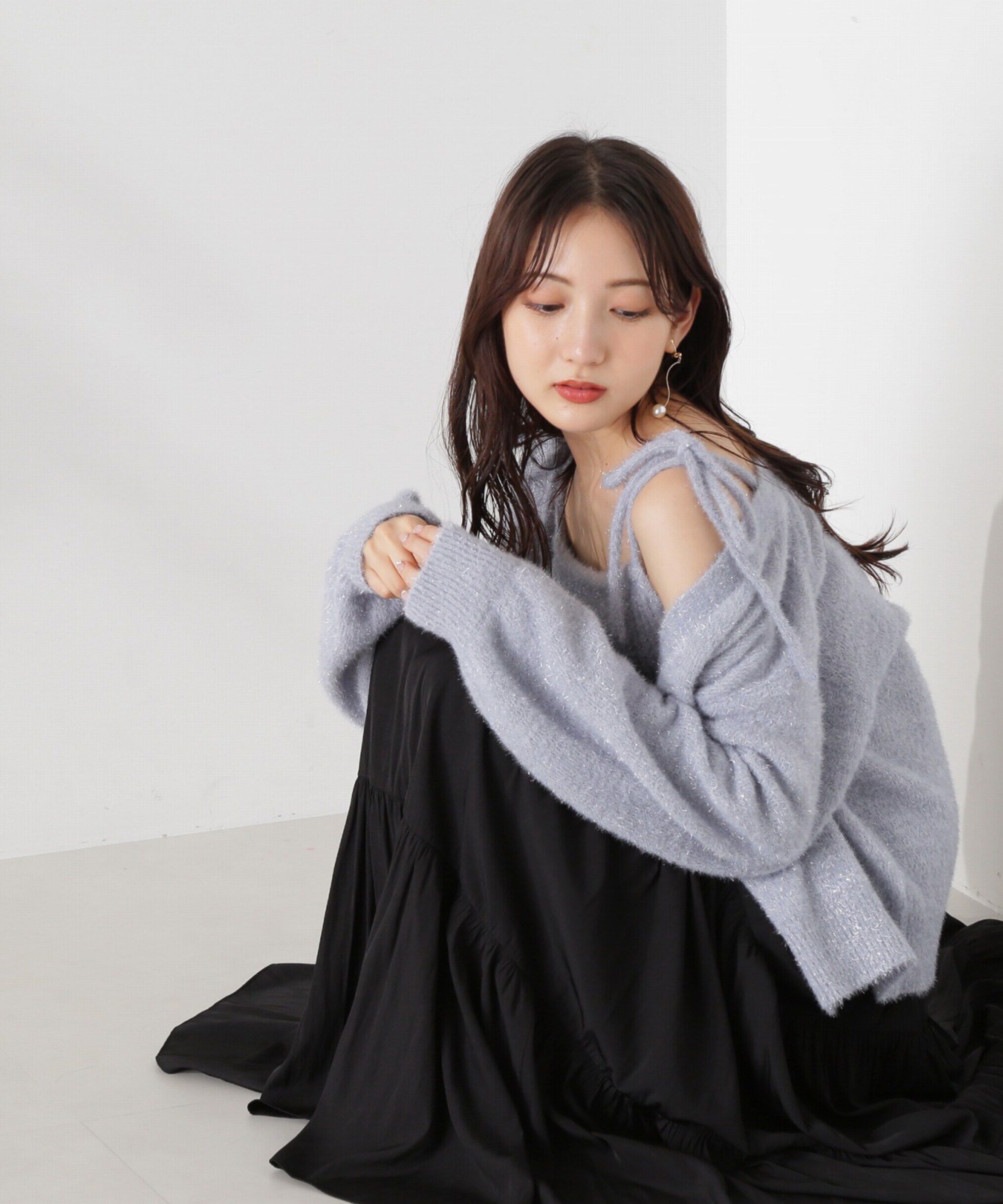 PROPORTION BODY DRESSING「シャイニーフェザーアンサンブルニット　WEB限定カラー：パープル24AW」|ニット・セーター|