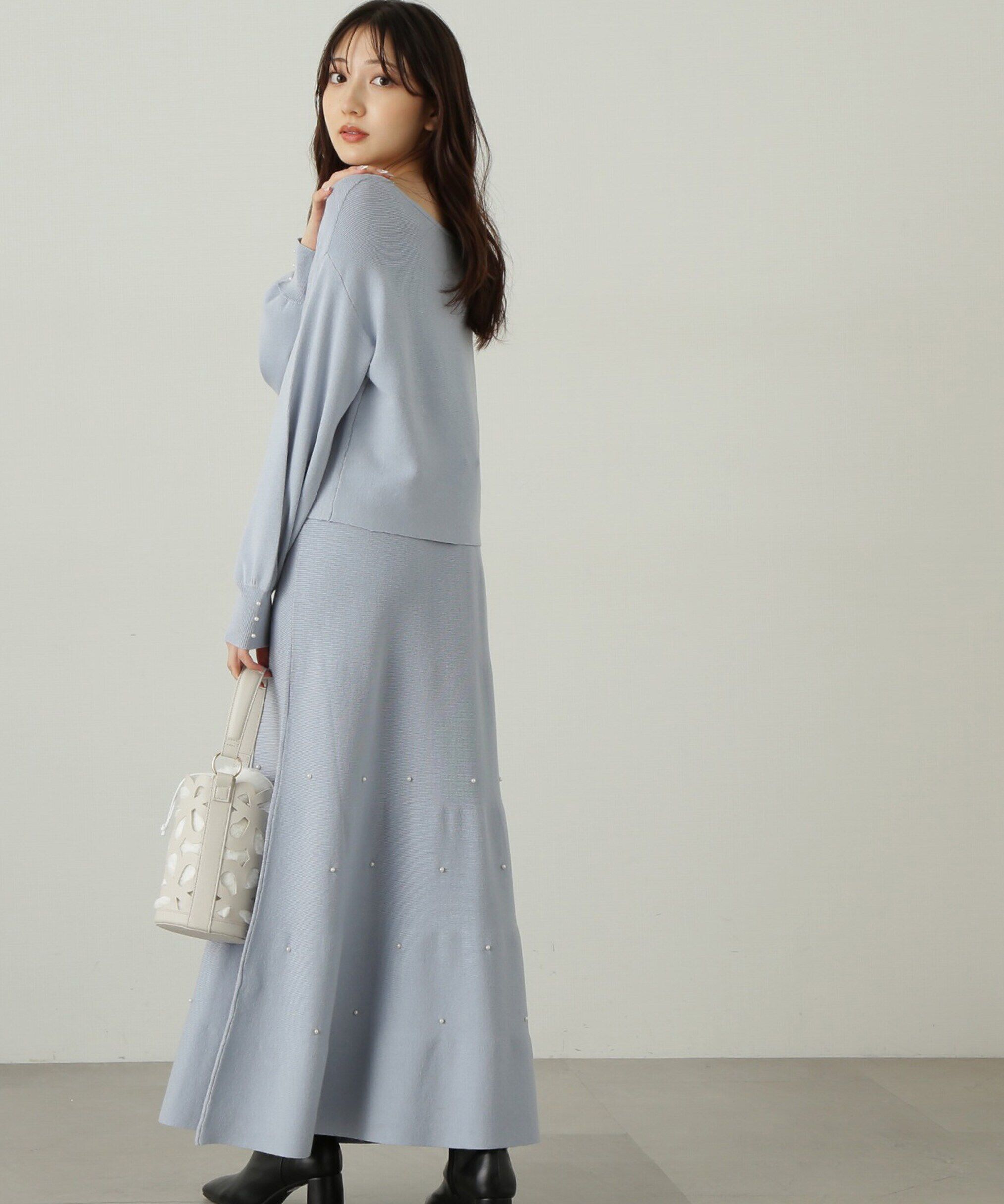 PROPORTION BODY DRESSING「パール付きニットアップ　24AW」|ワンピース|