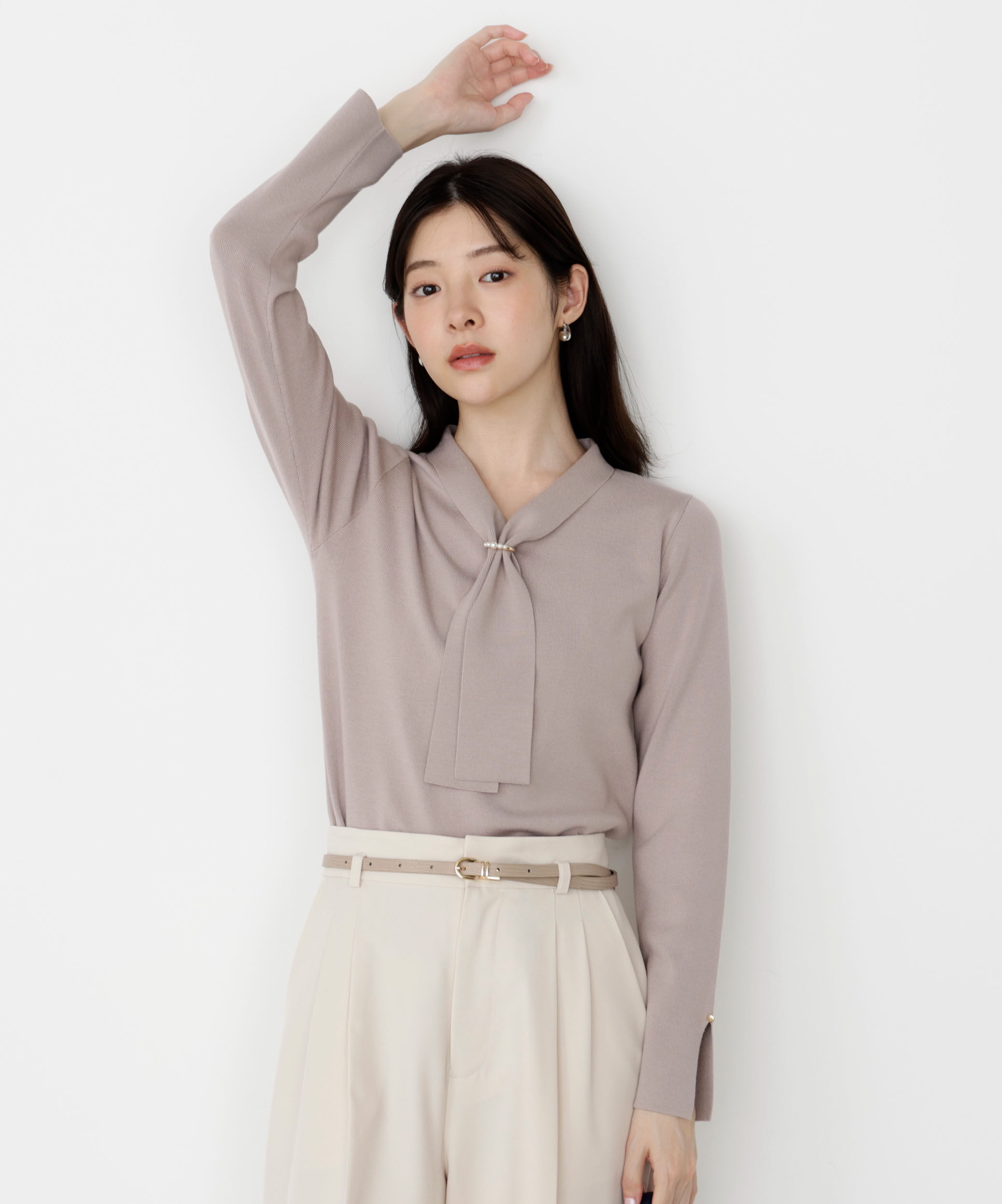 PROPORTION BODY DRESSING「パールリングボウタイニット 25AW」|ニット・セーター|