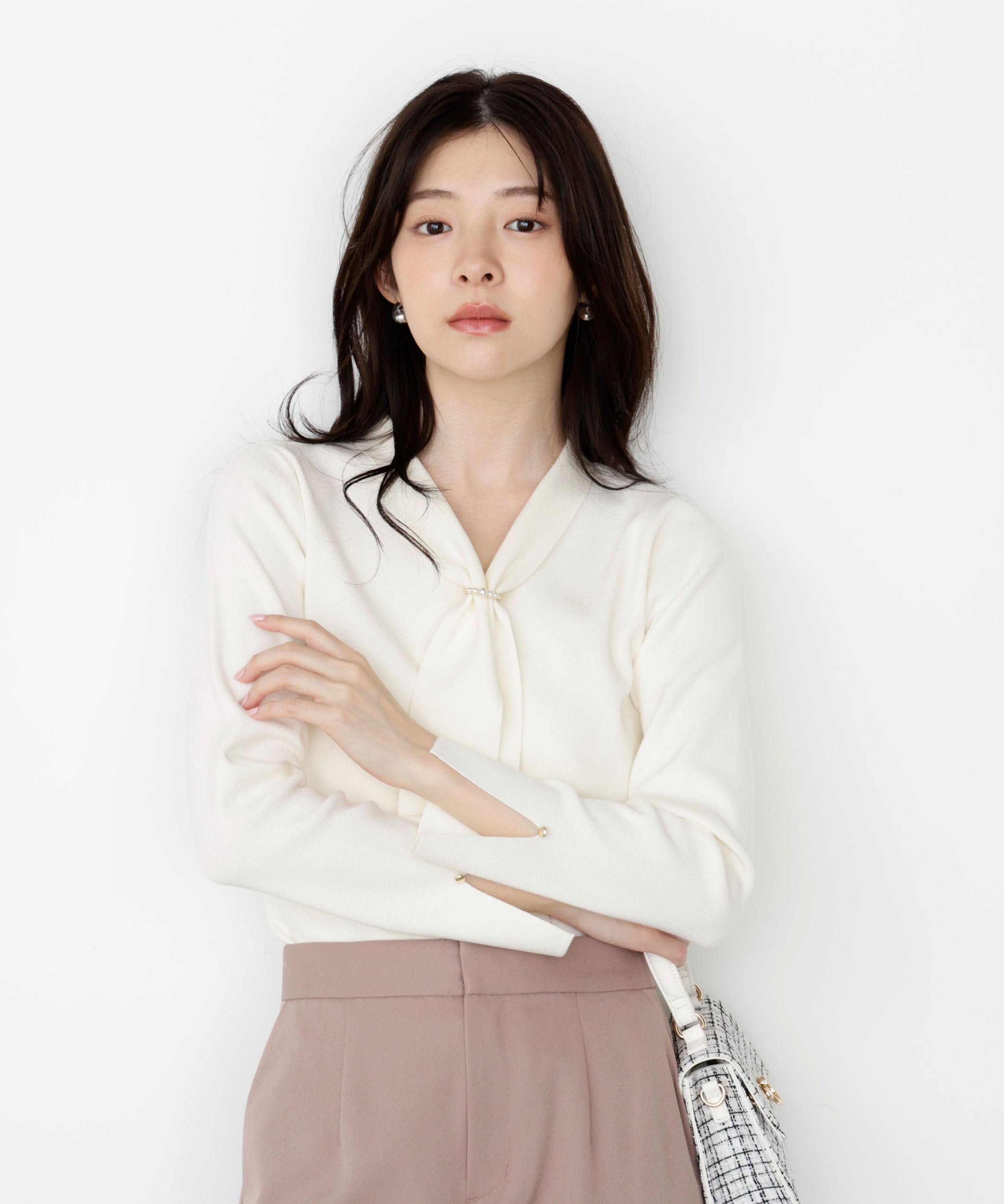 PROPORTION BODY DRESSING「パールリングボウタイニット 25AW」|ニット・セーター|