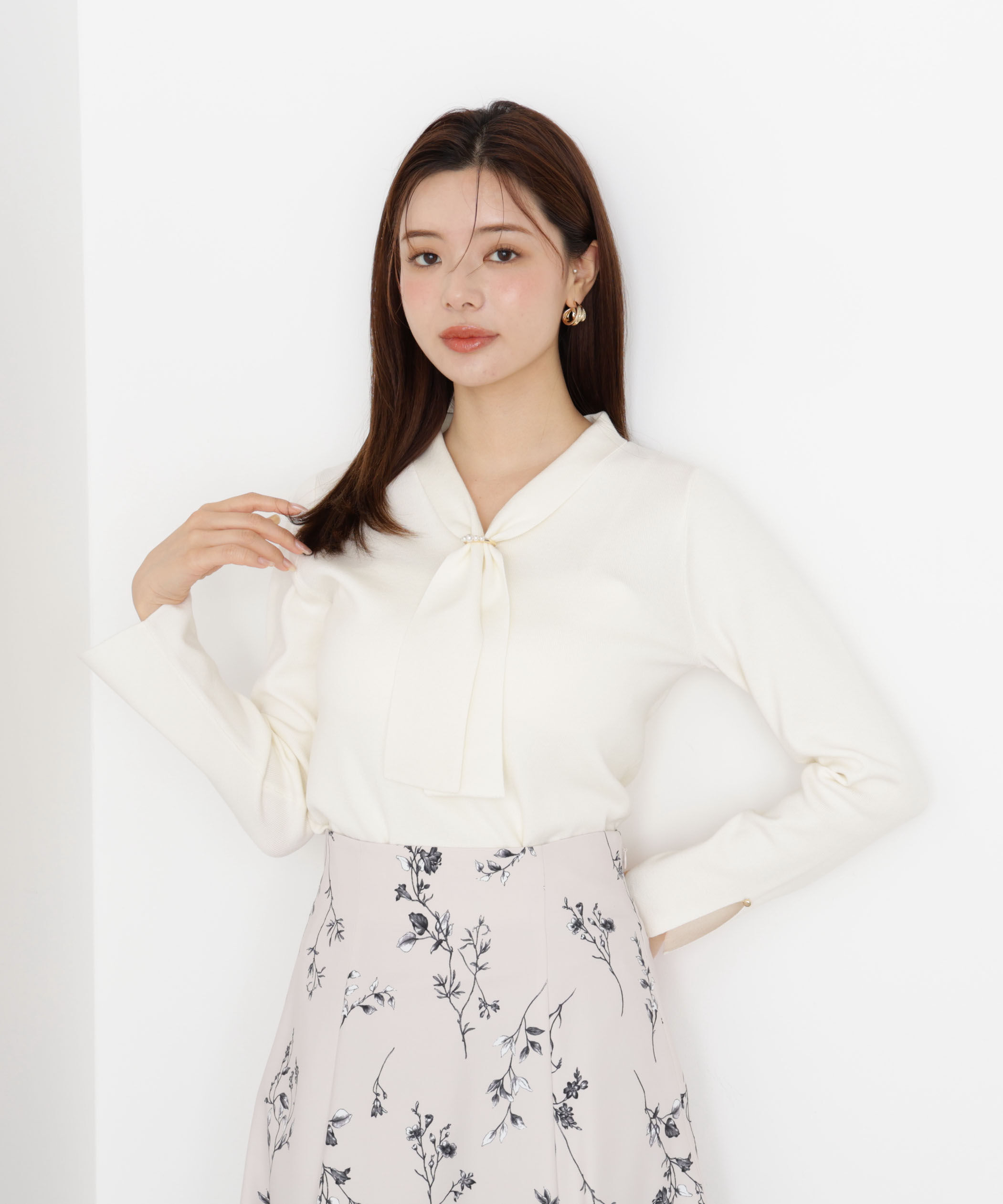 PROPORTION BODY DRESSING「パールリングボウタイニット 25AW」|ニット・セーター|