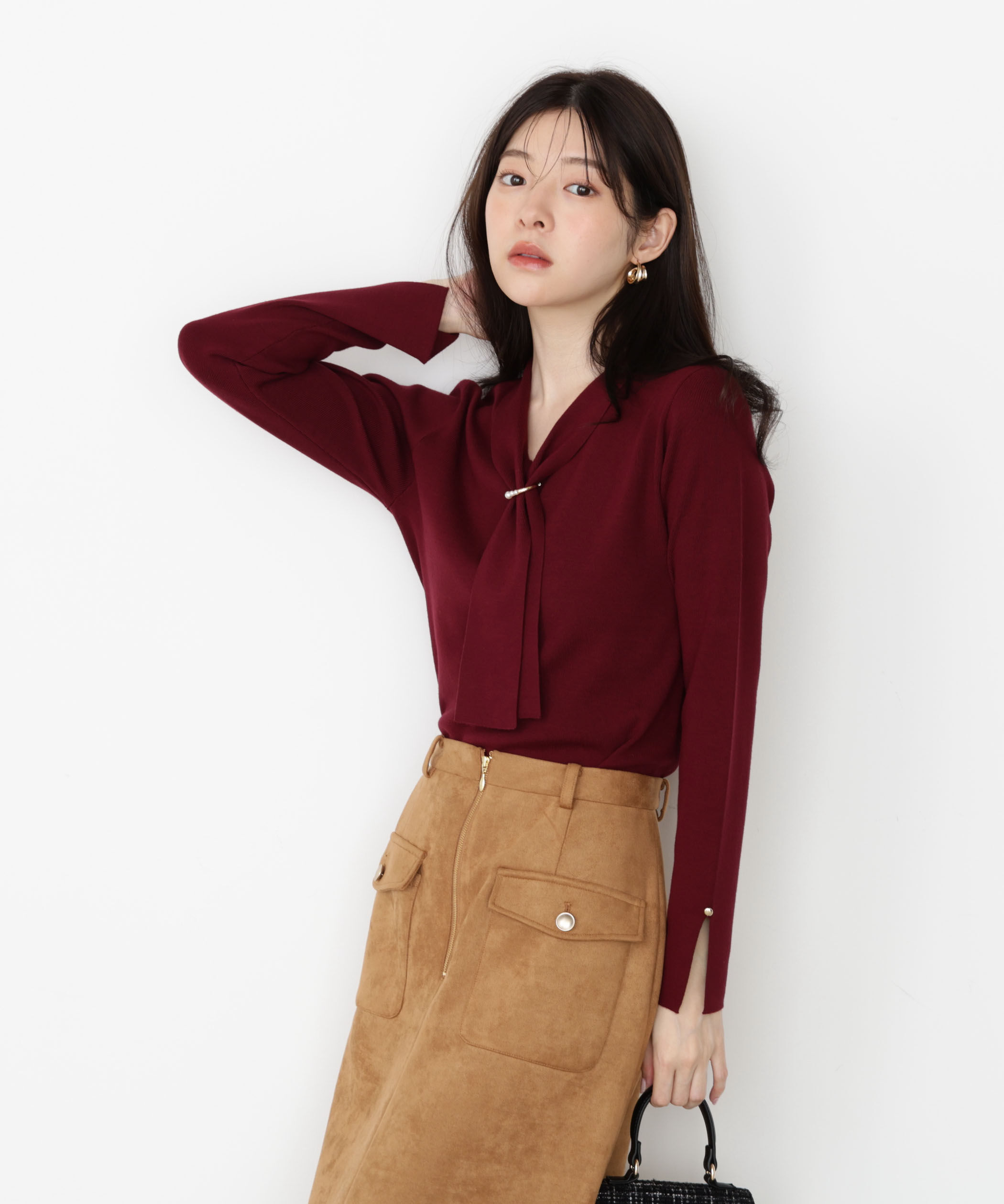 PROPORTION BODY DRESSING「パールリングボウタイニット 25AW」|ニット・セーター|