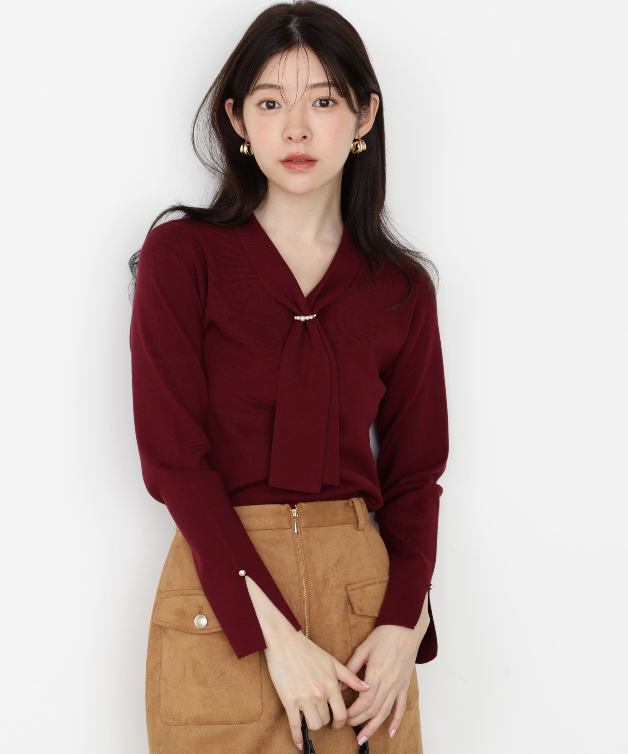 PROPORTION BODY DRESSING「パールリングボウタイニット 25AW」|ニット・セーター|