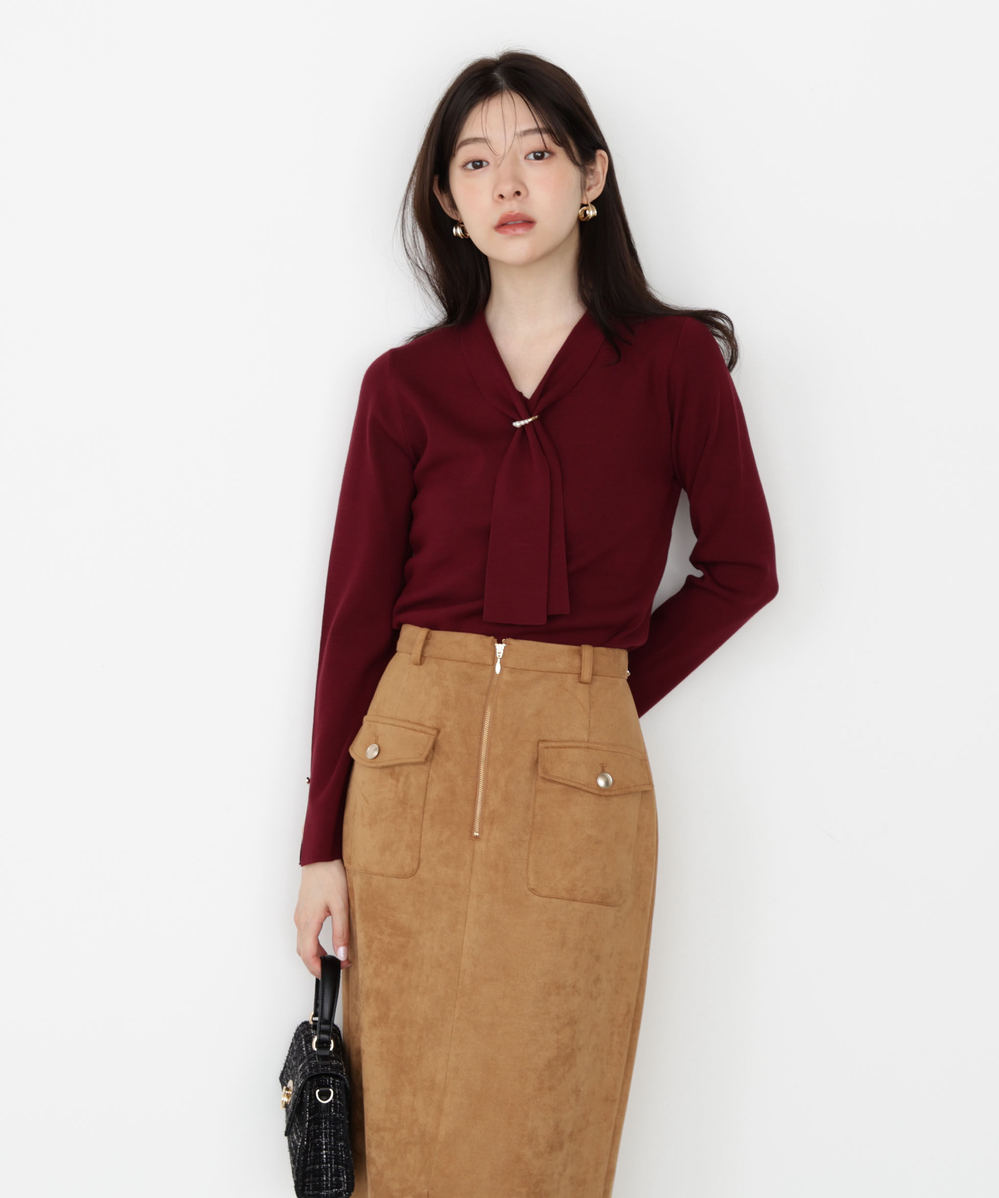 PROPORTION BODY DRESSING「パールリングボウタイニット 25AW」|ニット・セーター|