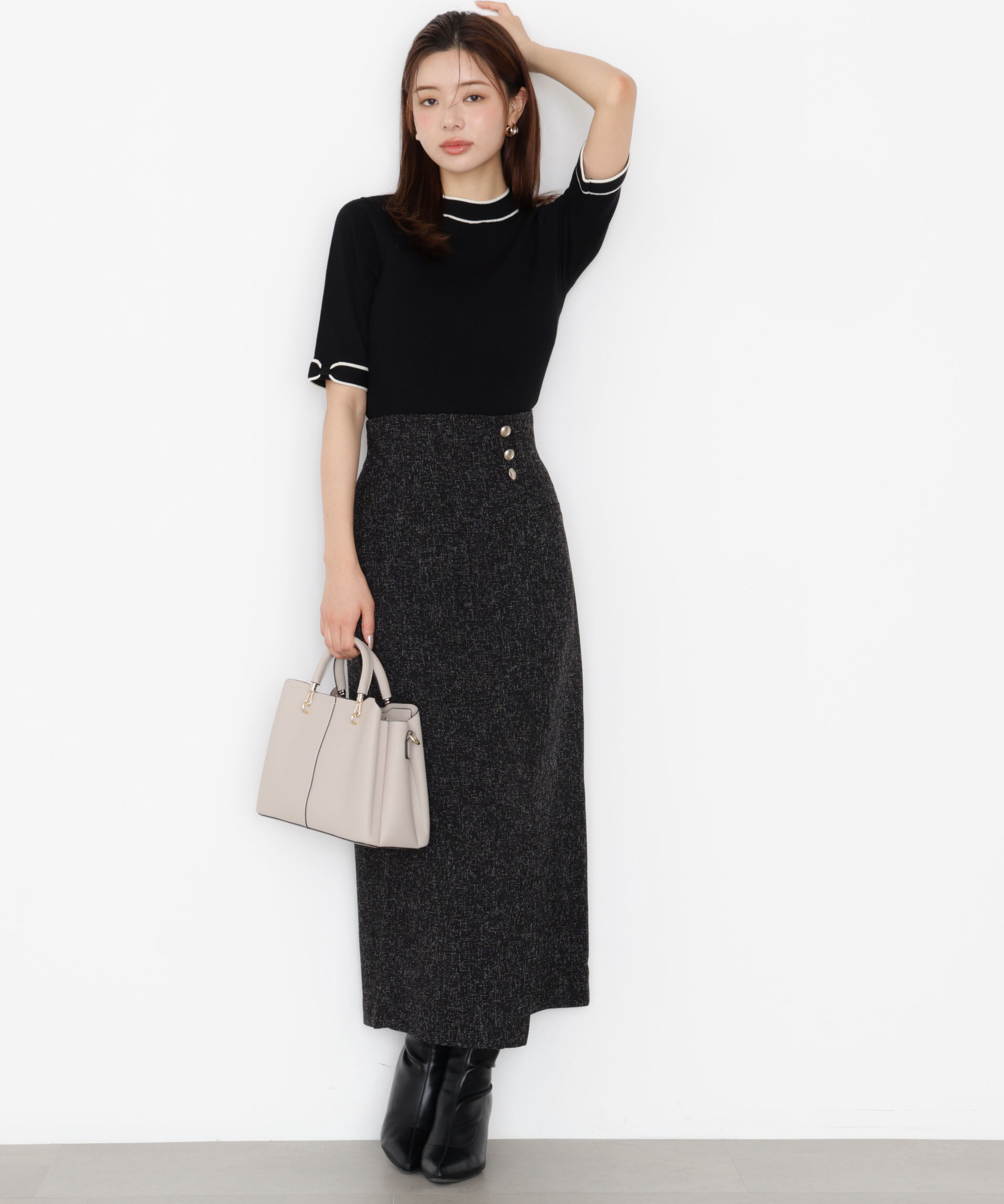 PROPORTION BODY DRESSING「＜ハンドウォッシャブル＞リボンスリーブ配色ニット」|ニット・セーター|