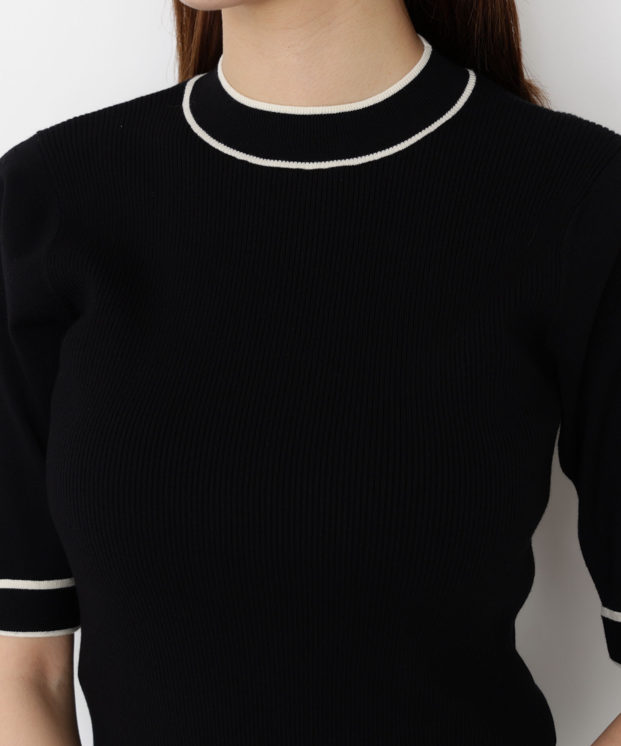 PROPORTION BODY DRESSING「＜ハンドウォッシャブル＞リボンスリーブ配色ニット」|ニット・セーター|