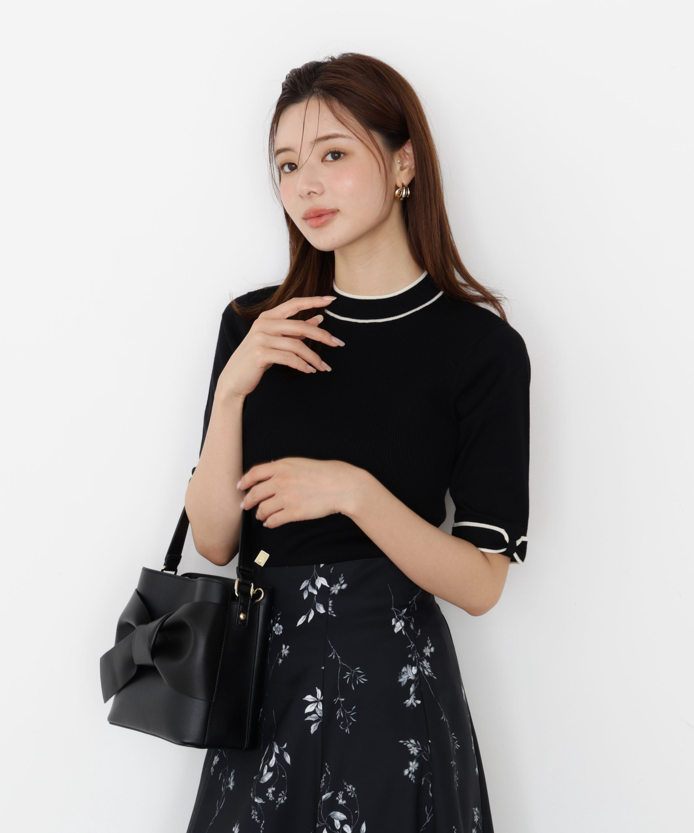 PROPORTION BODY DRESSING「＜ハンドウォッシャブル＞リボンスリーブ配色ニット」|ニット・セーター|