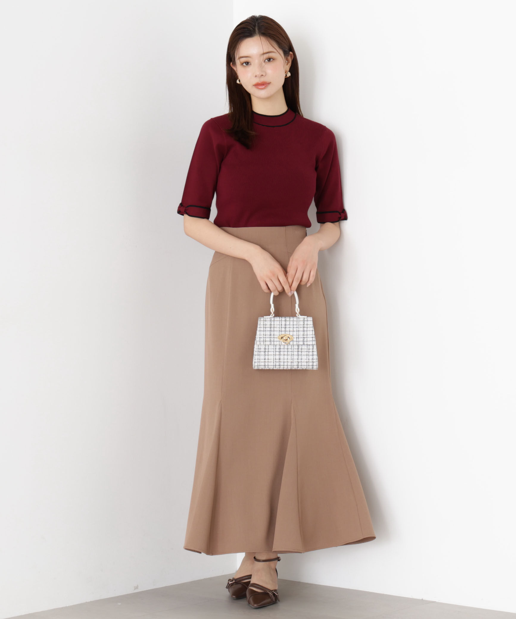 PROPORTION BODY DRESSING「＜ハンドウォッシャブル＞リボンスリーブ配色ニット」|ニット・セーター|